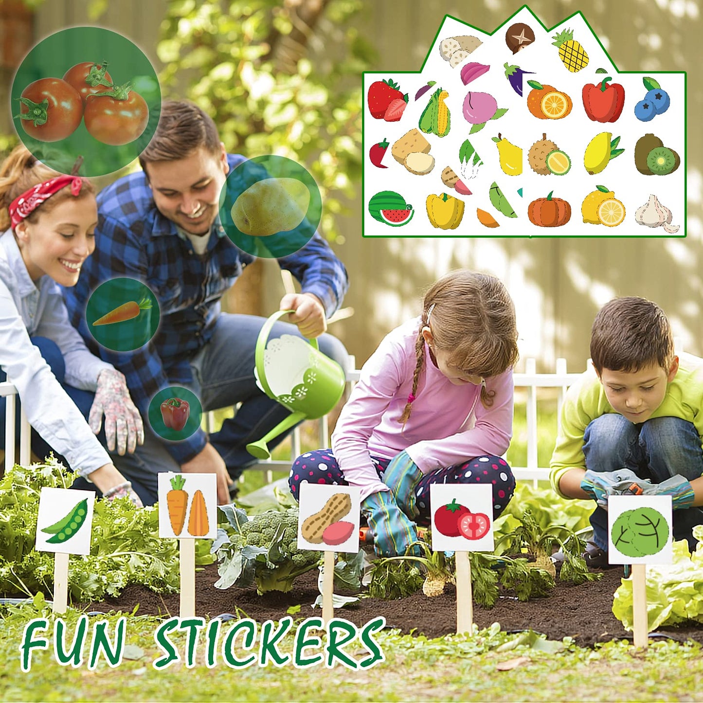 Qtioucp 16Pcs Kids Gardening Tools Outdoor Toys Set Backyard Play with 93 PCS DIY Flower Garden Building Preschool Activities (Green)