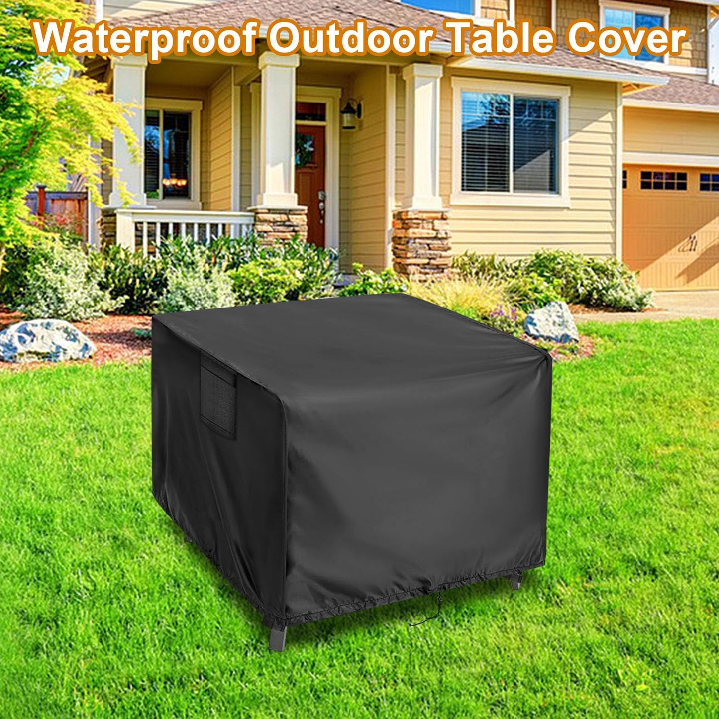 Hdenmist Outdoor Table Cover Square 42 inch Patio Table Cover Waterproof Patio Furniture Covers Rectangular for Outside Small Table and Chair Sets, Fire Pit, Coffee Table, Ottoman -42"L x 42"W' x 28"H