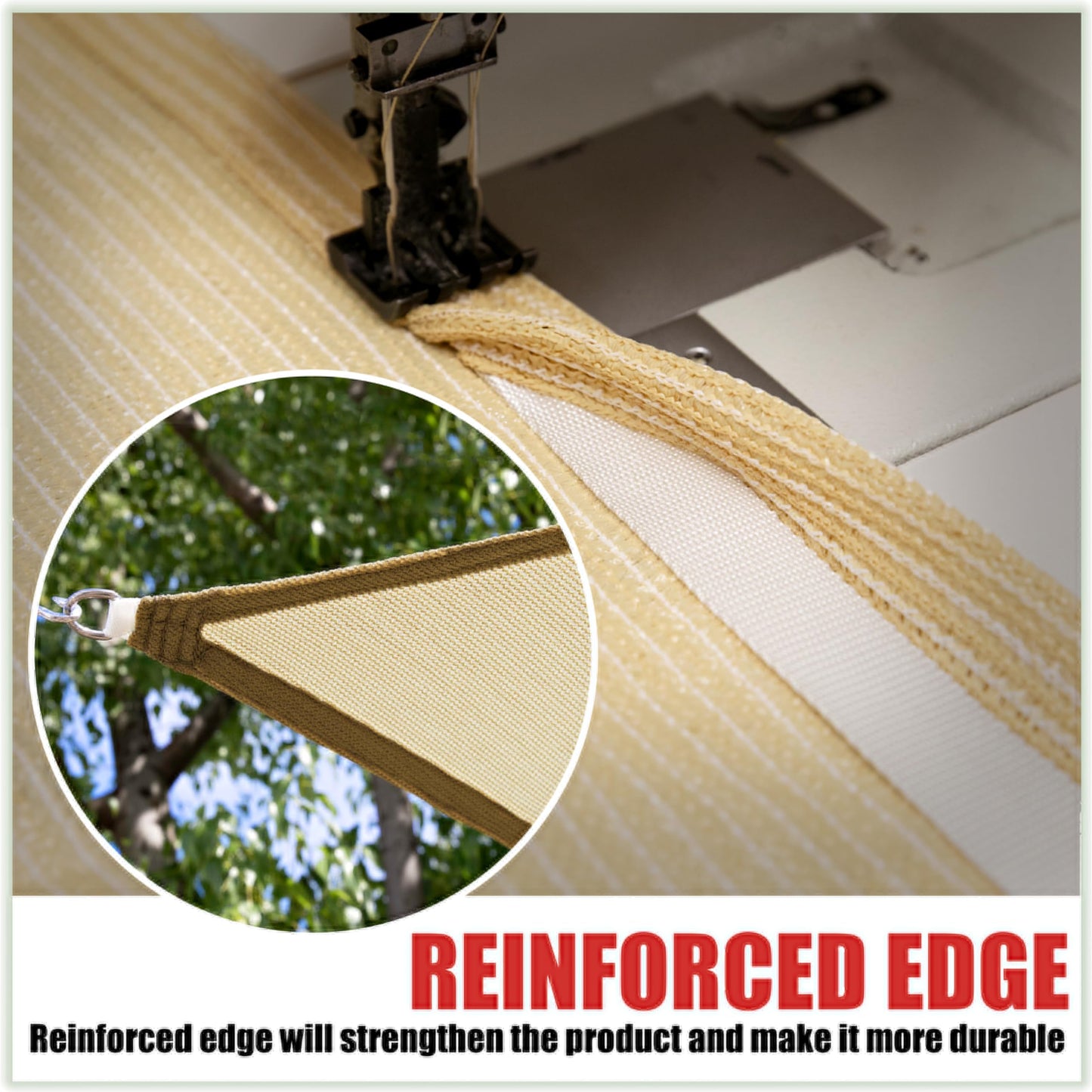 ColourTree 16' x 16' x 22.6' Beige Sun Shade Sail Right Triangle CTSLRT16 - Canopy Mesh Fabric UV Block UPF50 - Commercial Heavy Duty - 190 GSM - 3 Years Warranty (We Make Custom Size)