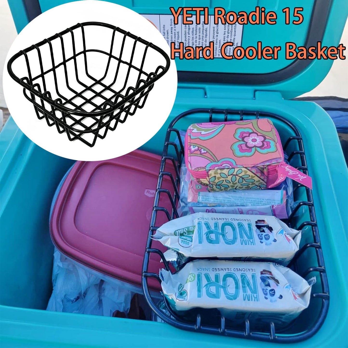 CORRBPEN Cooler Basket Compatible with YETI Roadie 15, Dry Goods Wire Cooler Rack Storage, Keeps Smaller Items Dry and Organized, Fits Roadie 15, Ice Chest Good to Hold Fruit, etc.