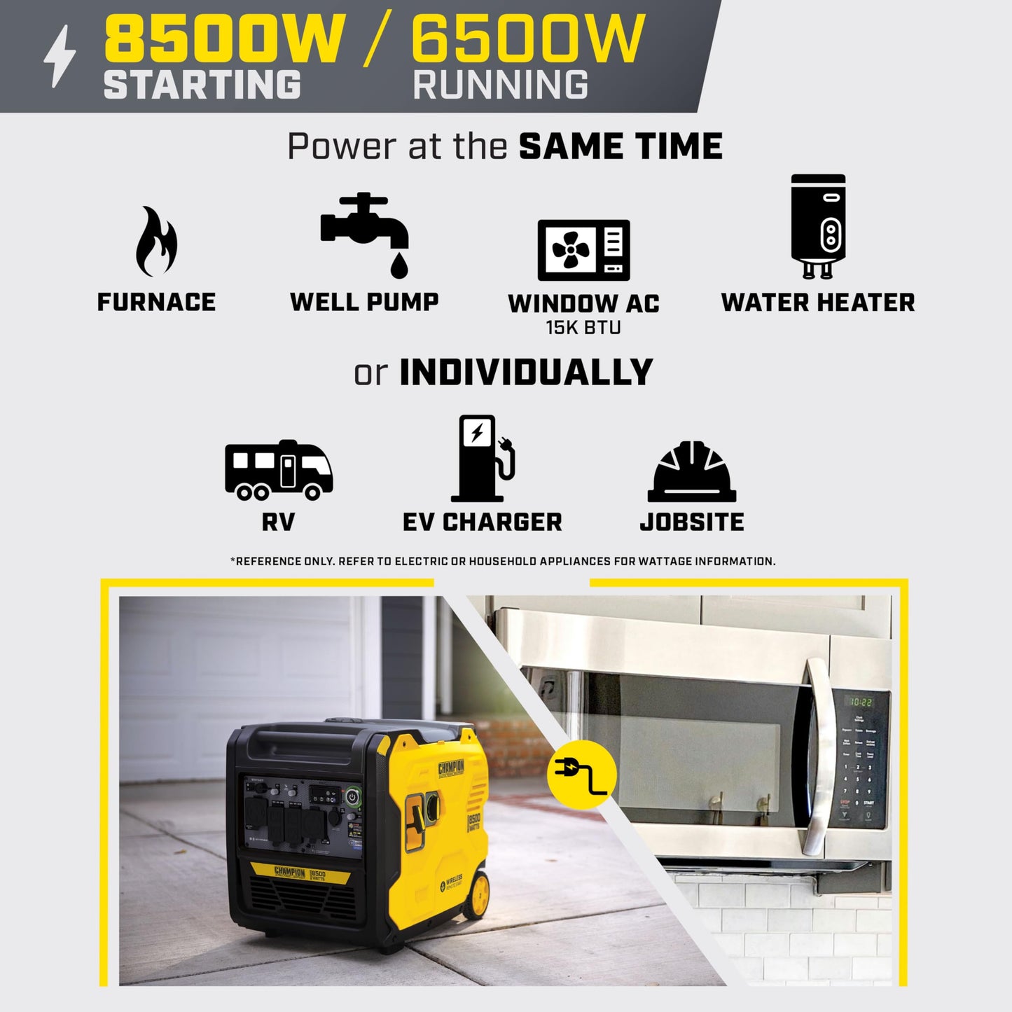Champion Power Equipment 8500-Watt Wireless Remote Start Ultra Quiet RV Ready Portable Inverter Generator with StartLINK and Free 3-Year Warranty