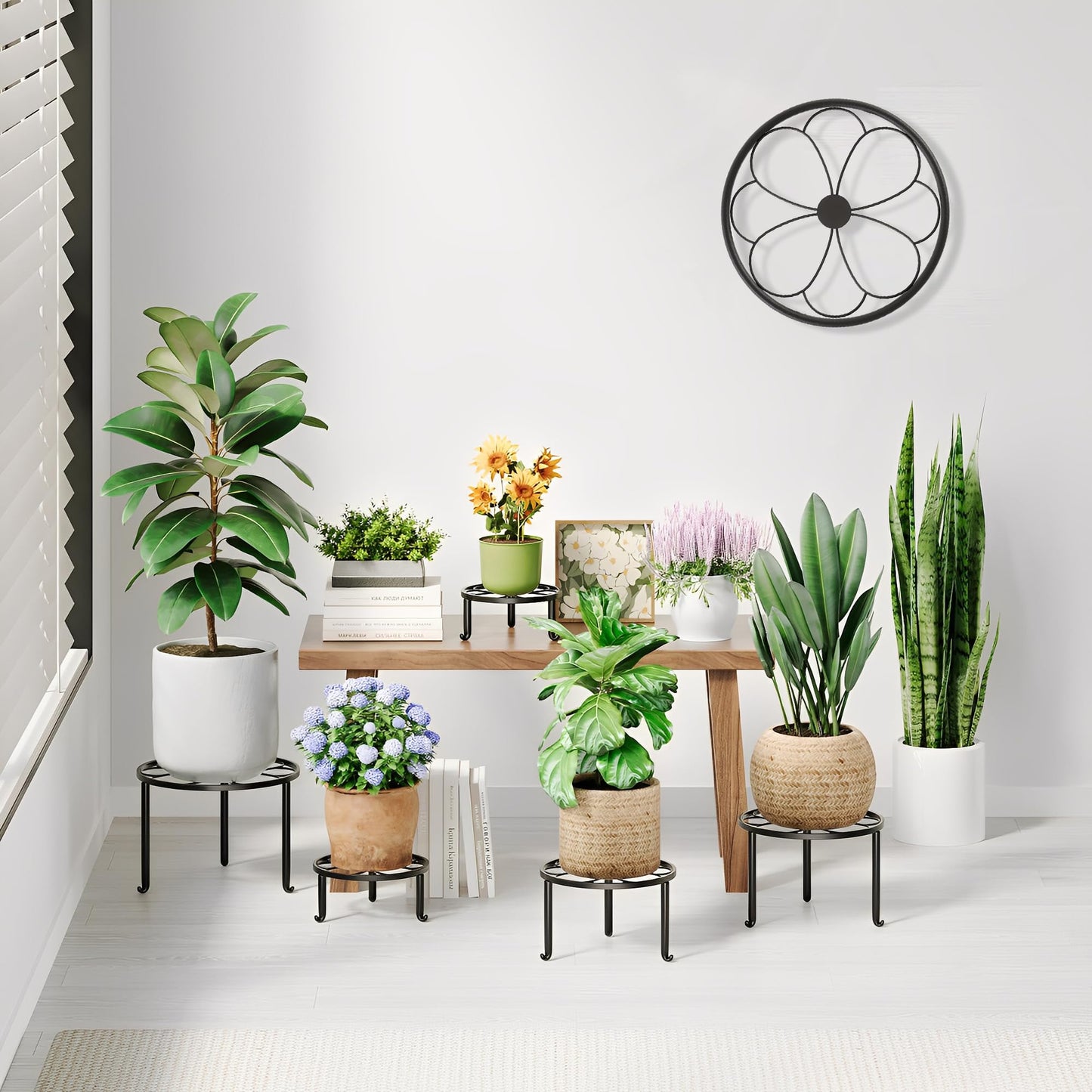 NQW 5 Pack Metal Plant Stand for Heavy Potted Plant for Home Indoor and Outdoor, Multiple Heavy Duty Flower Pot Stand,Multiple Plant Display Rack