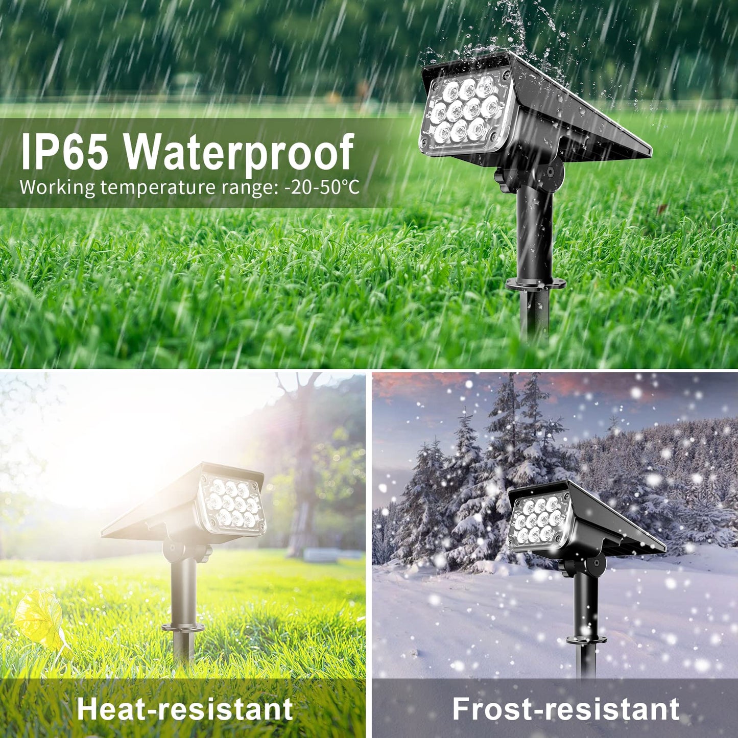 CREPOW Green Solar Spot Lights Outdoor, St. Patrick's Day Decor Lights with IP65 Waterproof 20 LEDs Solar Landscape Spotlights for Garden Path Yard Holiday Christmas 4 Pack