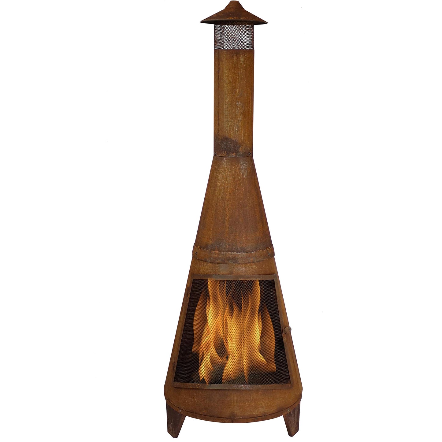Sunnydaze 70-Inch Chiminea Outdoor Fireplace - Outdoor Wood-Burning Chiminea Fire Pit - Chimney Fire Pit - Rustic