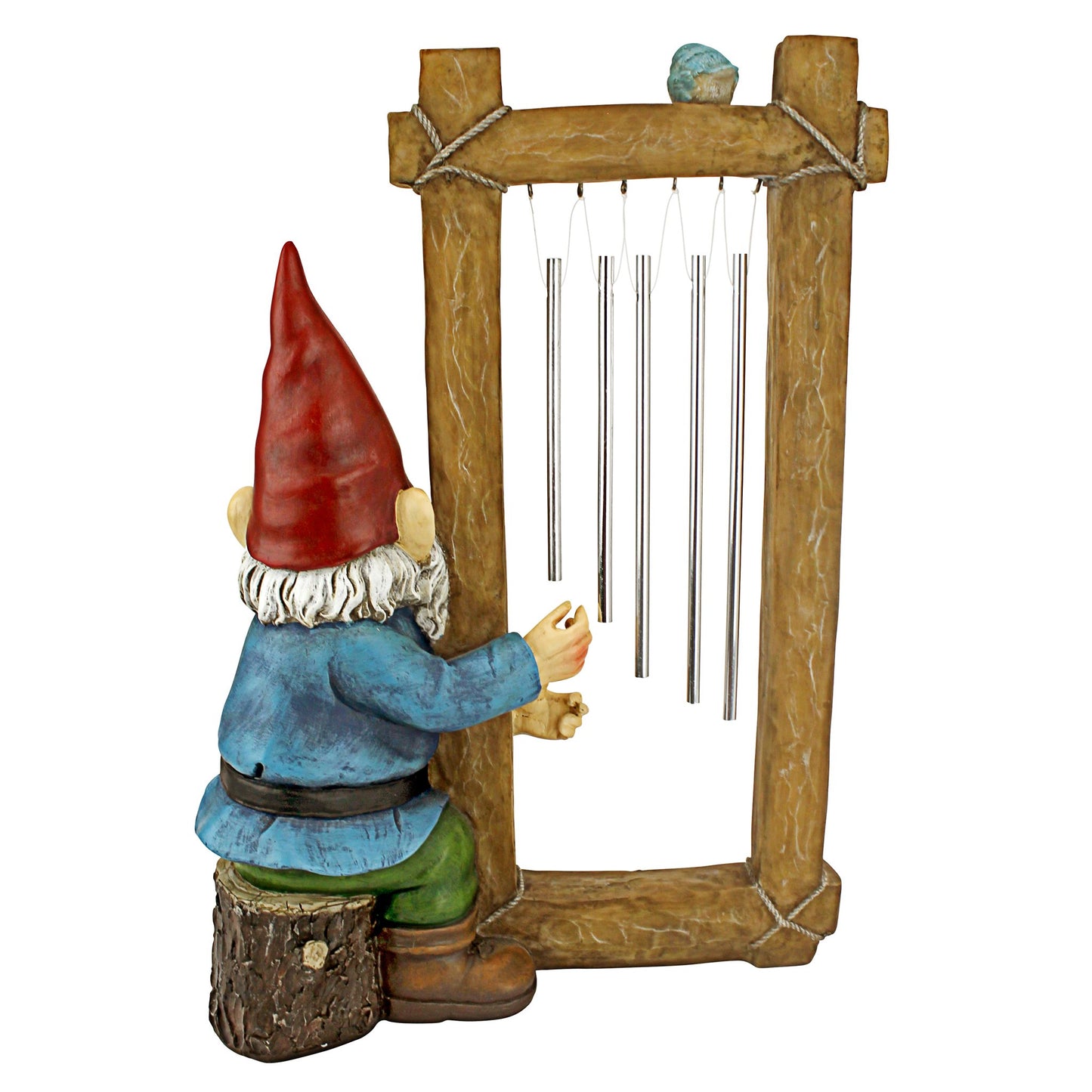 Design Toscano HF5152401 Garden Gnome Statue - Ringing His Chimes Garden Gnome - Lawn Gnome,full color