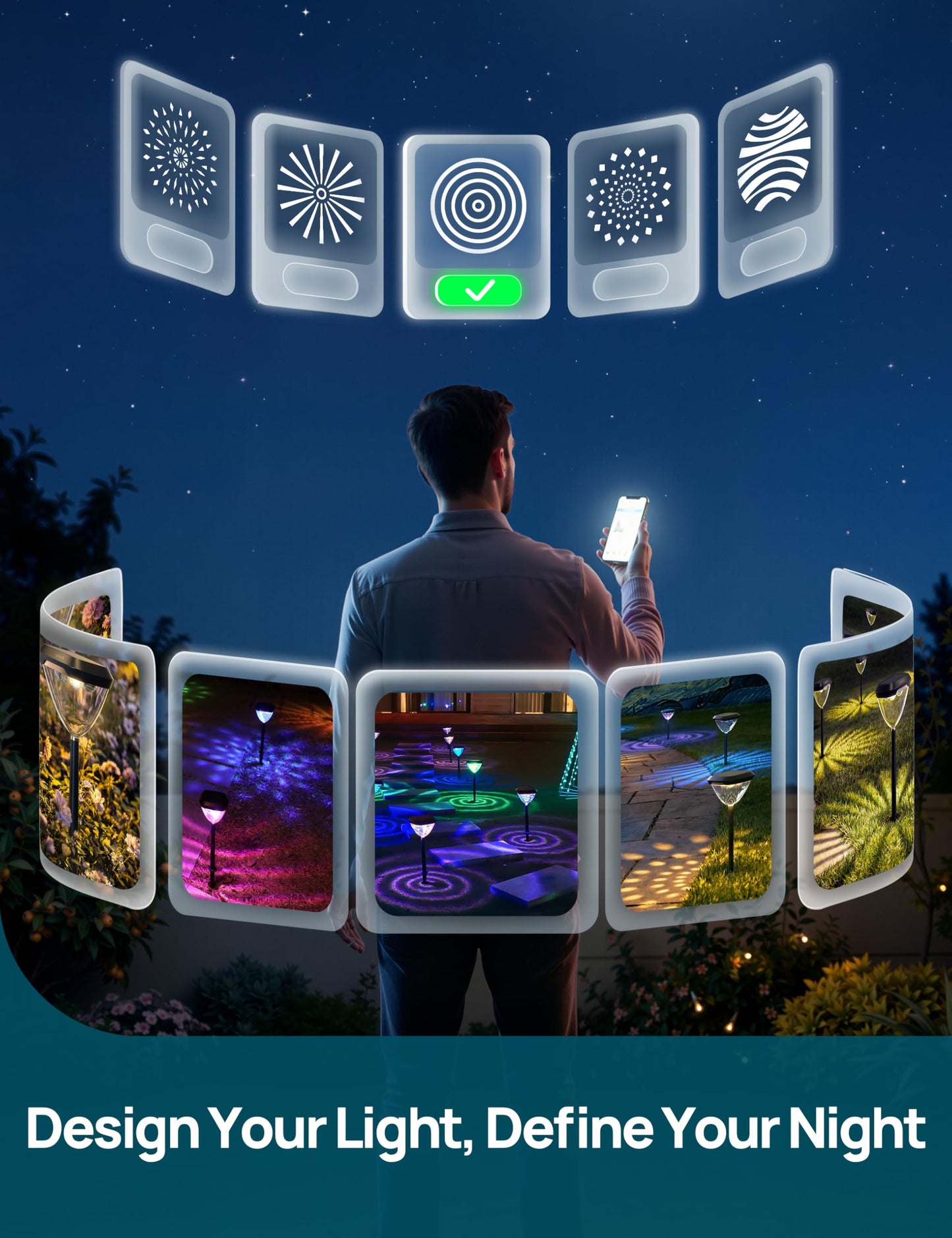 Linkind Smart Solar Pathway Lights SP6, App/Voice Control Solar Lights Outdoor Waterproof, 43+ Preset Scenes, Cool/Warm White/Color-Changing Outdoor Garden Lights for Yard, Patio, 4 Pack