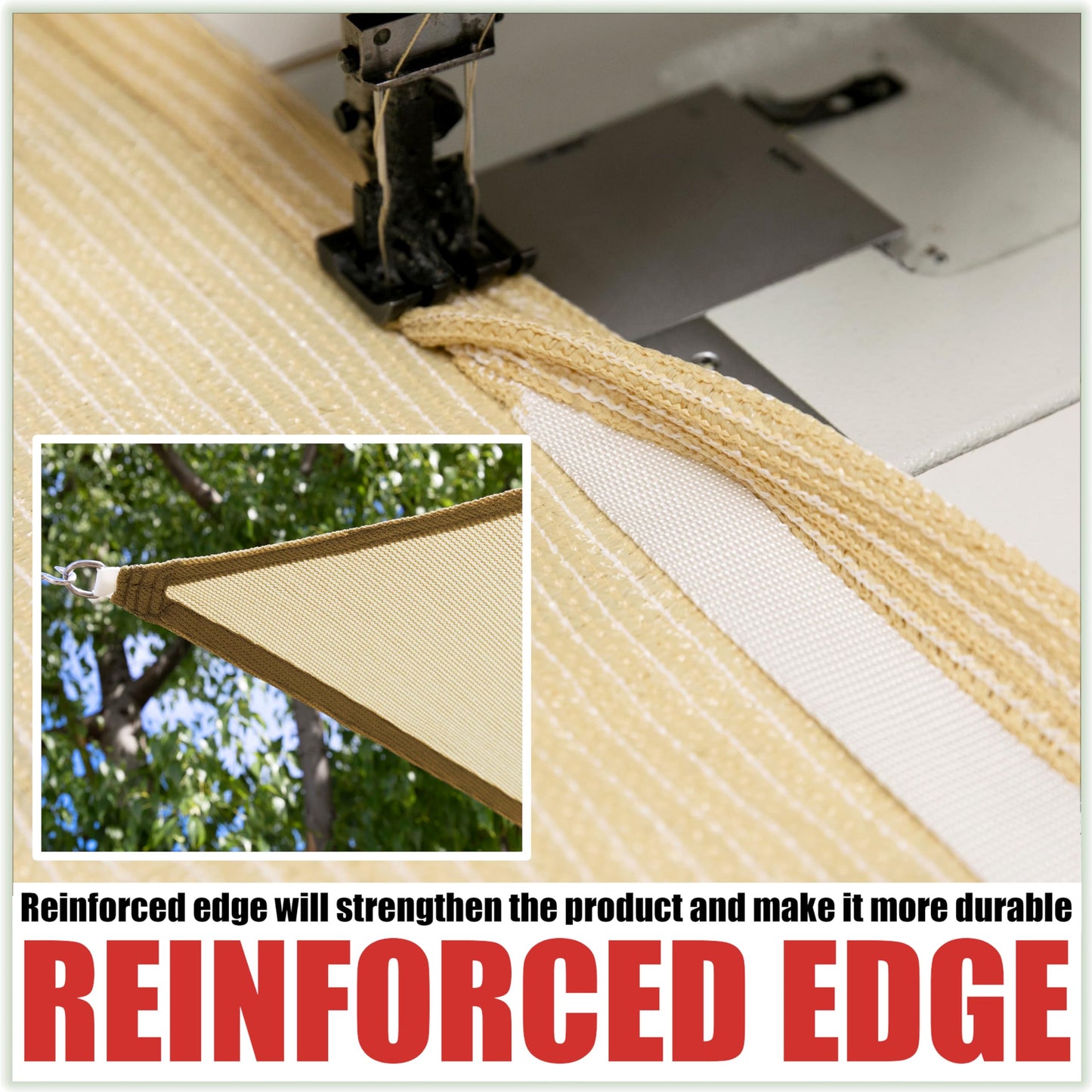 Royal Shade 16' x 16' Beige Square Sun Shade Sail Canopy Outdoor Patio Fabric Screen Awning RTAPS16 - UPF50+ 95% UV Blockage, Heavy Duty, Water & Air Permeable (We Make Custom Size)