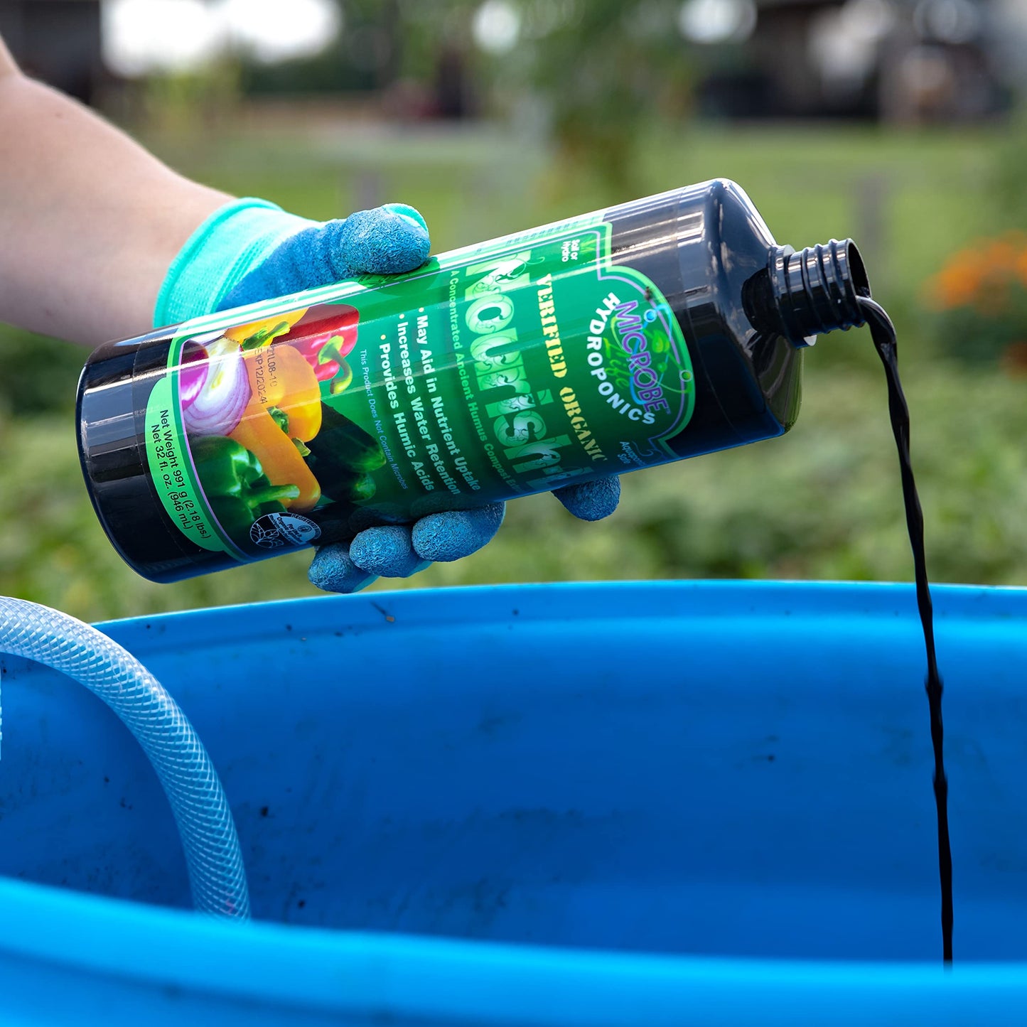 MICROBE LIFE HYDROPONICS Nourish-L Liquid Fertilizer, Stimulator to Enhance Plant Nutrient Absorption for Fruits & Vegetables, Use with Any Feeding Systems Including Hydroponics or Soil, 32 Ounces