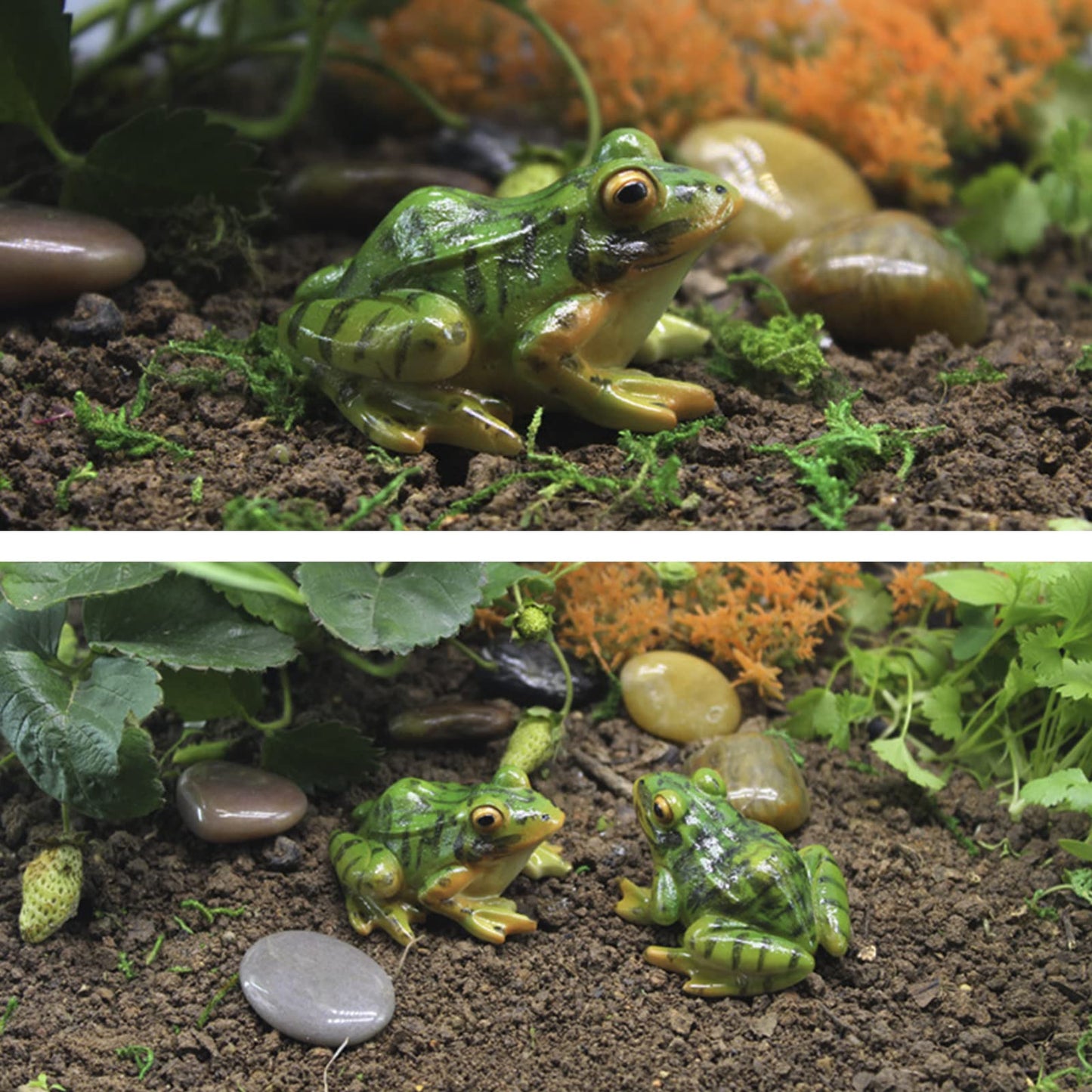 Aynaxcol 4 Pcs Garden Frog Figurine, Miniature Frog Figurines, Small Resin Realistic Frogs Statue for Fairy Garden Fish Tank Terrarium Decor