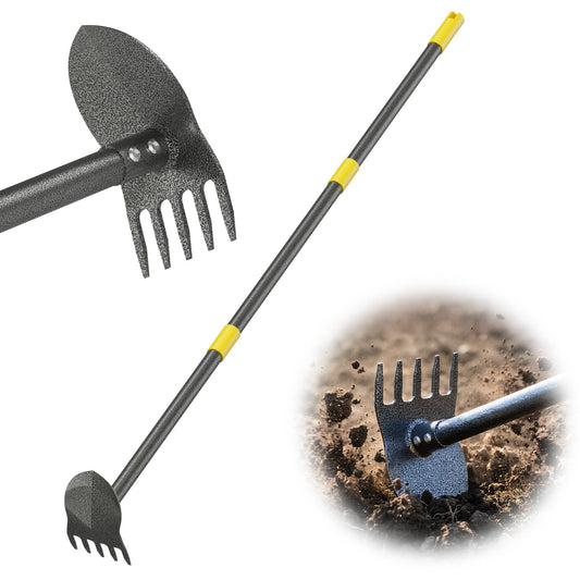 Luvenia Garden Hoe, 2-in-1 Weed Puller Tool with Adjustable Length 31In-46In, Carbon Steel Heavy Duty Weeding Tool for Gardening, Cultivating, and Weed Pulling, Sharp Blade
