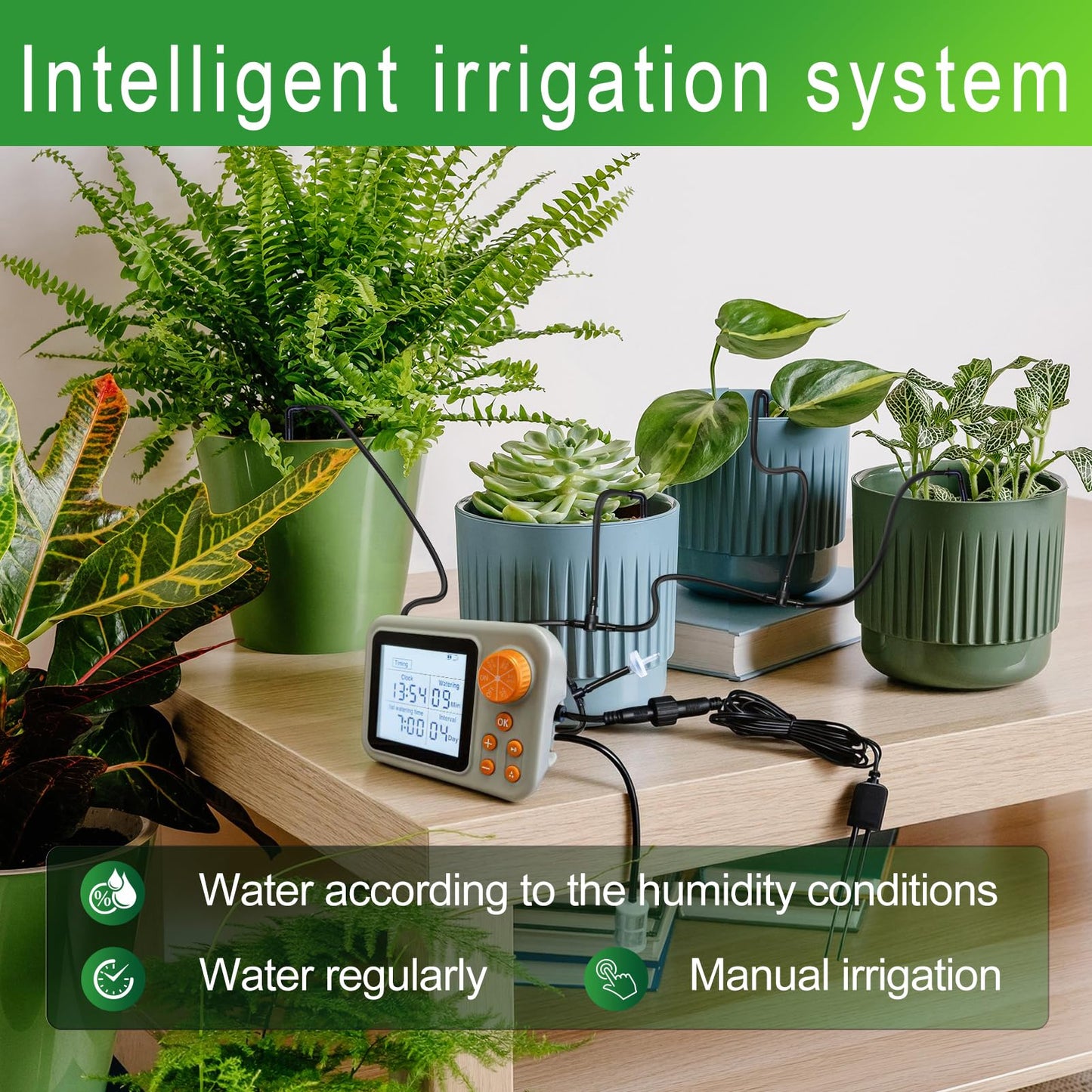 Drip Irrigation kit Indoor Plant Irrigation System Automatic Plant Waterer Plant Humidity Sensor Timer Water drip System kit to Growing Tent IKEA self Watering Automatic Mister kit Greenhouse（1 Sets）