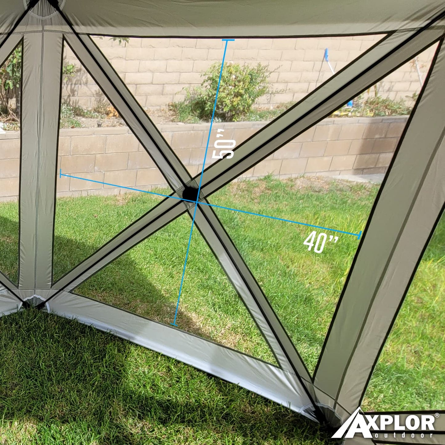 AxplorOutdoor Pop Up Canopy Screen Tent 10x10 | Camping Gazebo | Portable Outdoor Screened Room | Standing Height 5-Sided Camper with Carry Bag