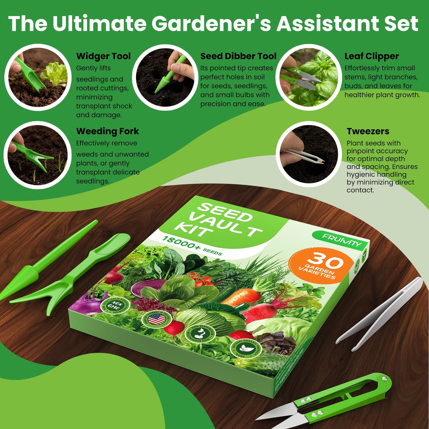 Fruivity 30 Heirloom Seeds Variety Pack - 18500+ Seeds for Planting Vegetables, Home Garden Seeds for Hydroponic, Indoor and Outdoor, Unique Gift for Mother, Women, Mom, Friend, Her