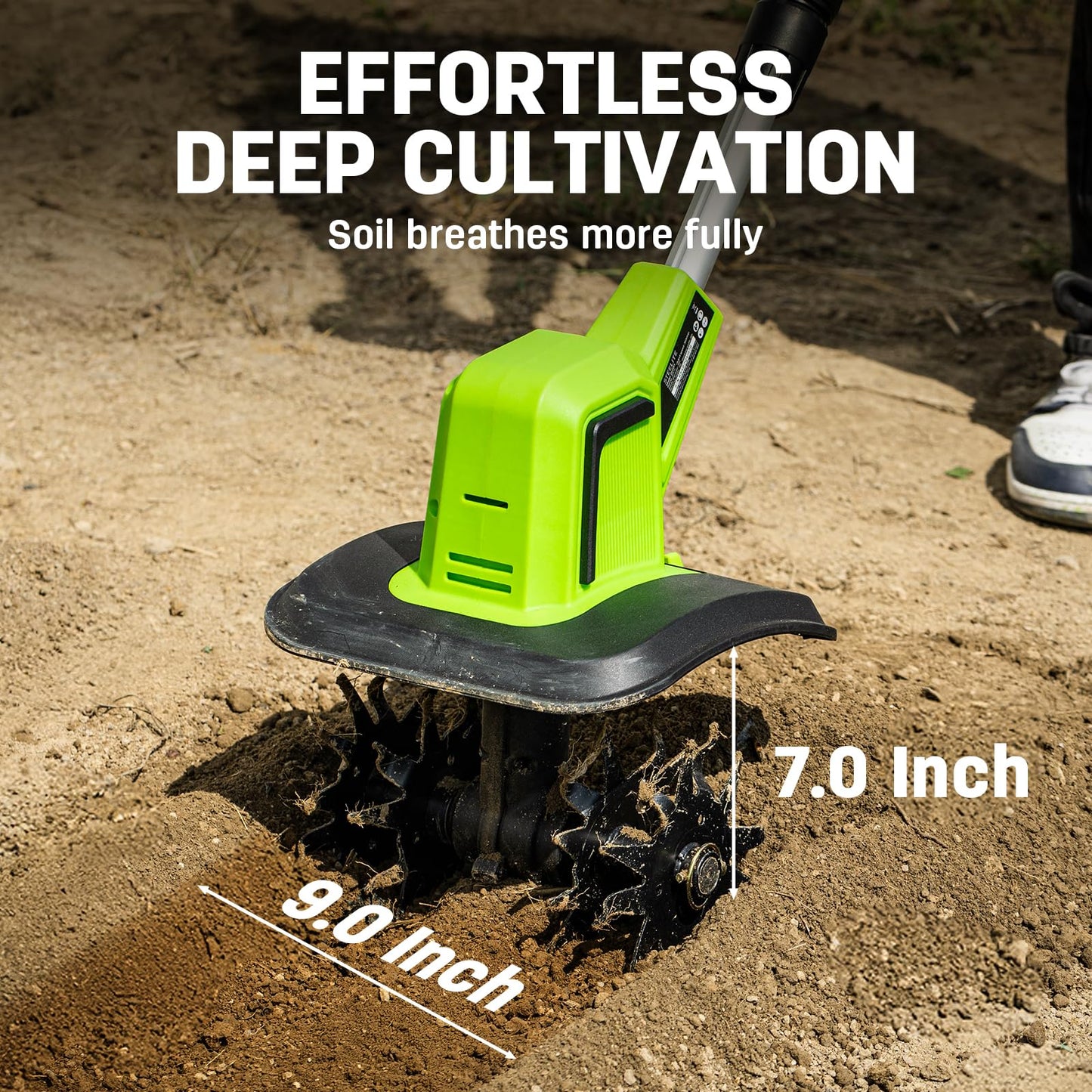 STEELITE 2x20V Battery Powered Tiller, 360 RPM Cordless Tiller, 9-inch Tilling Width and 7-inch Depth Portable Rotary Tiller, 400W Powerful Motor, Total 4.0Ah (2×2Ah) Battery & 1 Charger Included