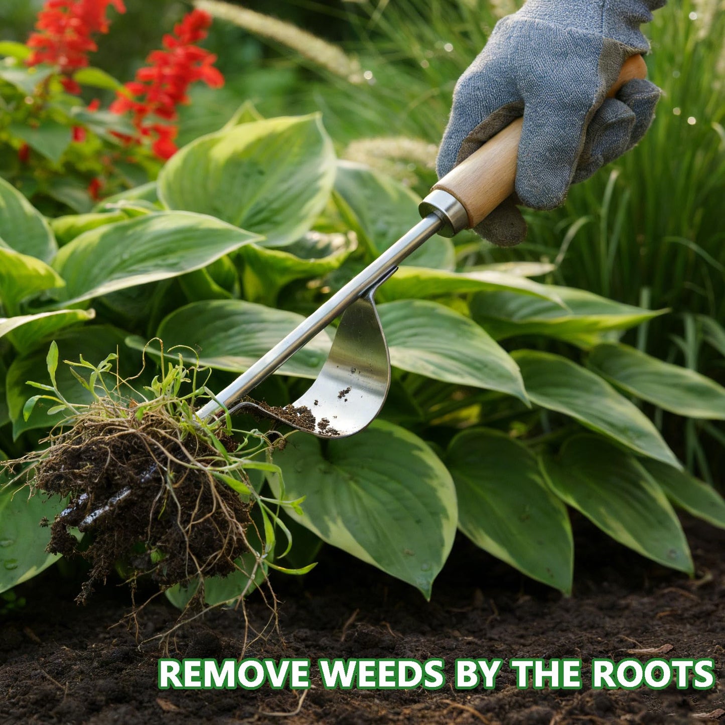 Doubleggs Weed Puller Tool, 2 Pack Garden Tools with 4 Teeth Weed Puller and Uprooting Weeding Tool for Garden, Patio, Lawn, Flower Beds and Sidewalk