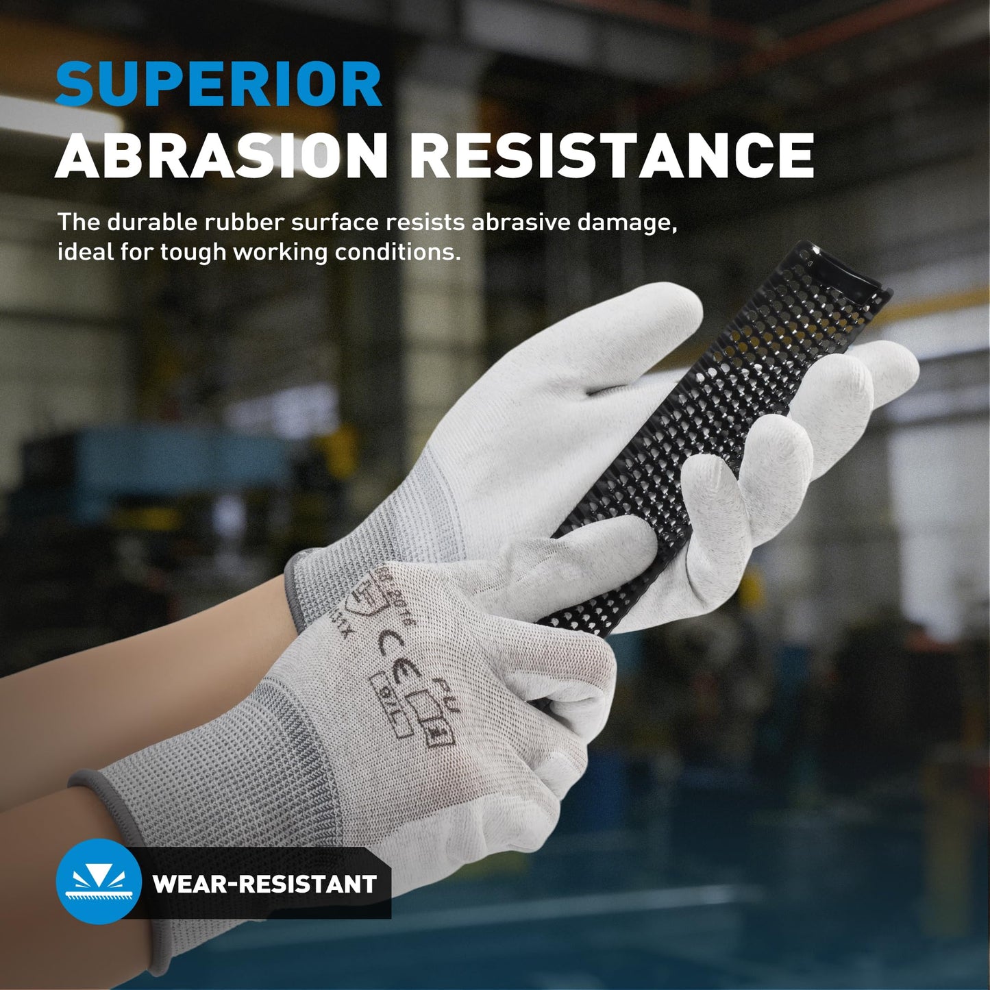 S SATC 12 Pairs Safety Work Gloves with grip, 13 Gauge Seamless Knit Gloves with Polyurethane Coated on Palm, Ideal for Automotive, Gardening, Mechanics, Small