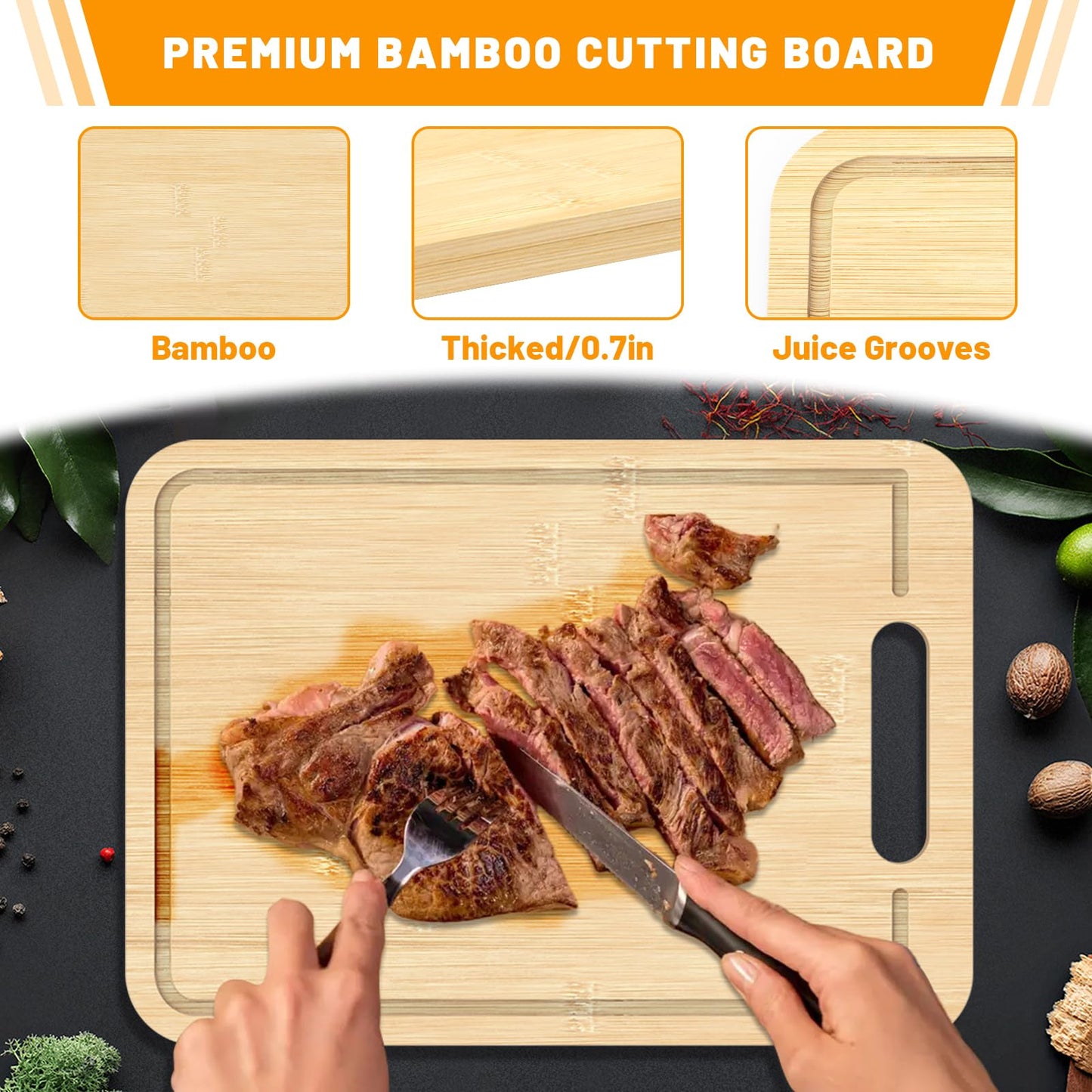 Sirozi 5pcs Grill Prep Trays Sets, Stainless Steel Grilling Prep and Serve Tray, Marinade Container with Lid, Thawing Board, Cutting Board, BBQ Grill Accessories, Grilling Gifts for Mens