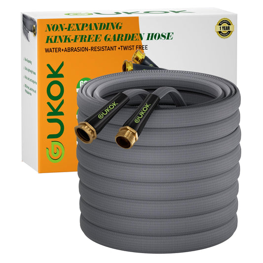 GUKOK Garden Hose 75 FT, Non-Expanding Water Hose, Ultra-Light & Flexible, Burst-Resistant, Kink-Free, High-Pressure Garden Hose All-Weather Use for Lawns, Gardens, and Outdoor Cleaning