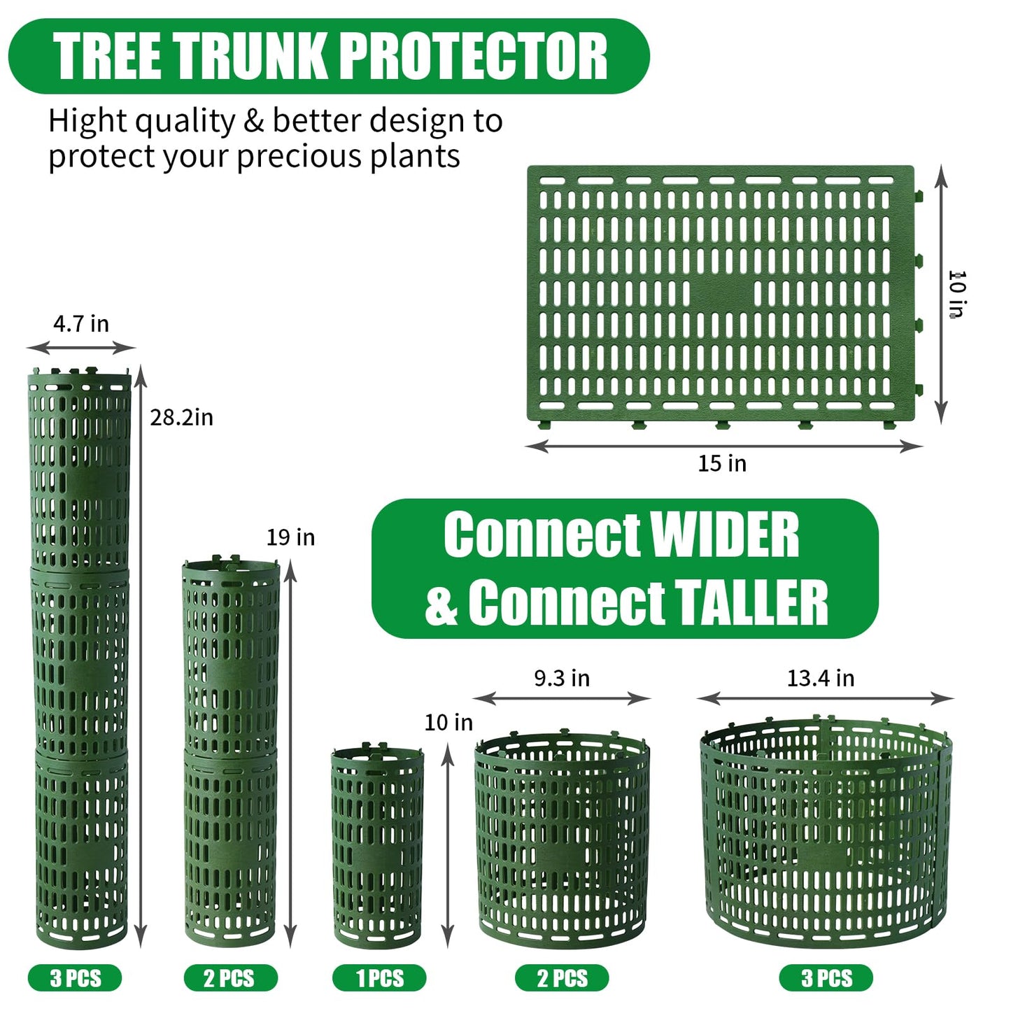 Omirome 10pcs Tree Trunk Protector, Tree Guards Trunk Protector with Twist Ties, Resizable for Various Size Trees or Plants, Preventing Tree Bark Damage from Pruners, Mowers, and Rodents