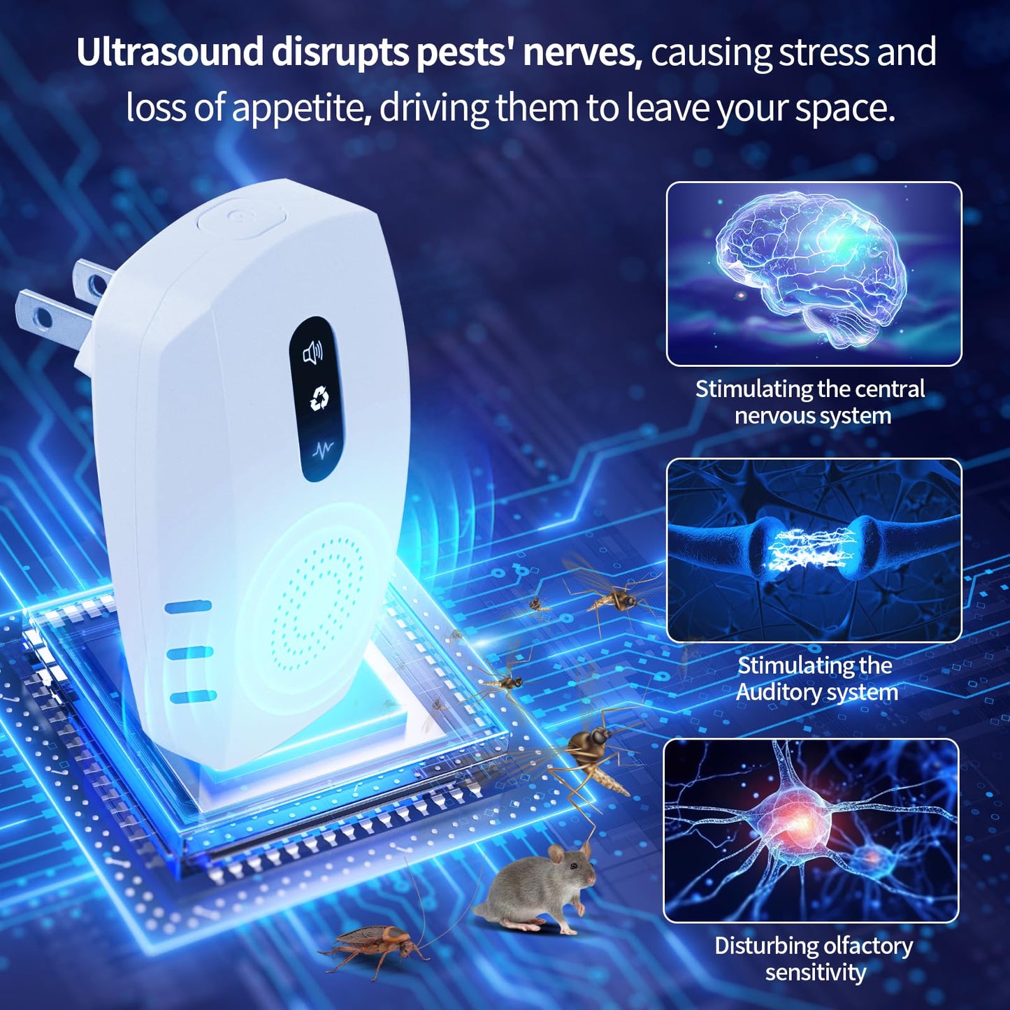2026 Cvtayn Upgraded Ultrasonic Pest Repellent Indoor Repeller, Mouse Traps, Repellent Roach, Mouse, Bugs, Mosquito, Mice, Spider, Ant, Rodent Repellent Ultrasonic Plug in, 3 Mode Switching, 6 Packs