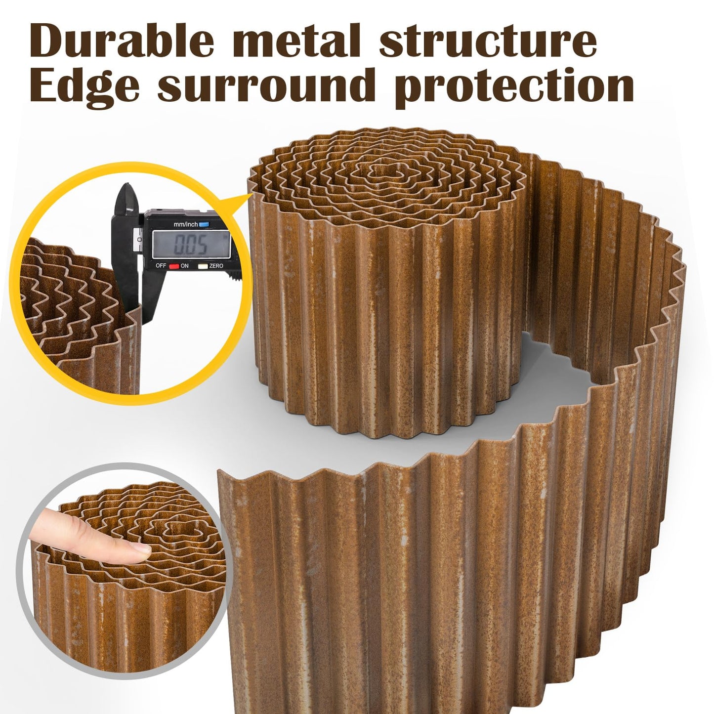 LAVEVE Corrugated Metal Garden Edging 12" x 20ft, Landscape Edging Border for Lawn, Flower Bed, Garden Fence, Paver Edging (Real Rusted)