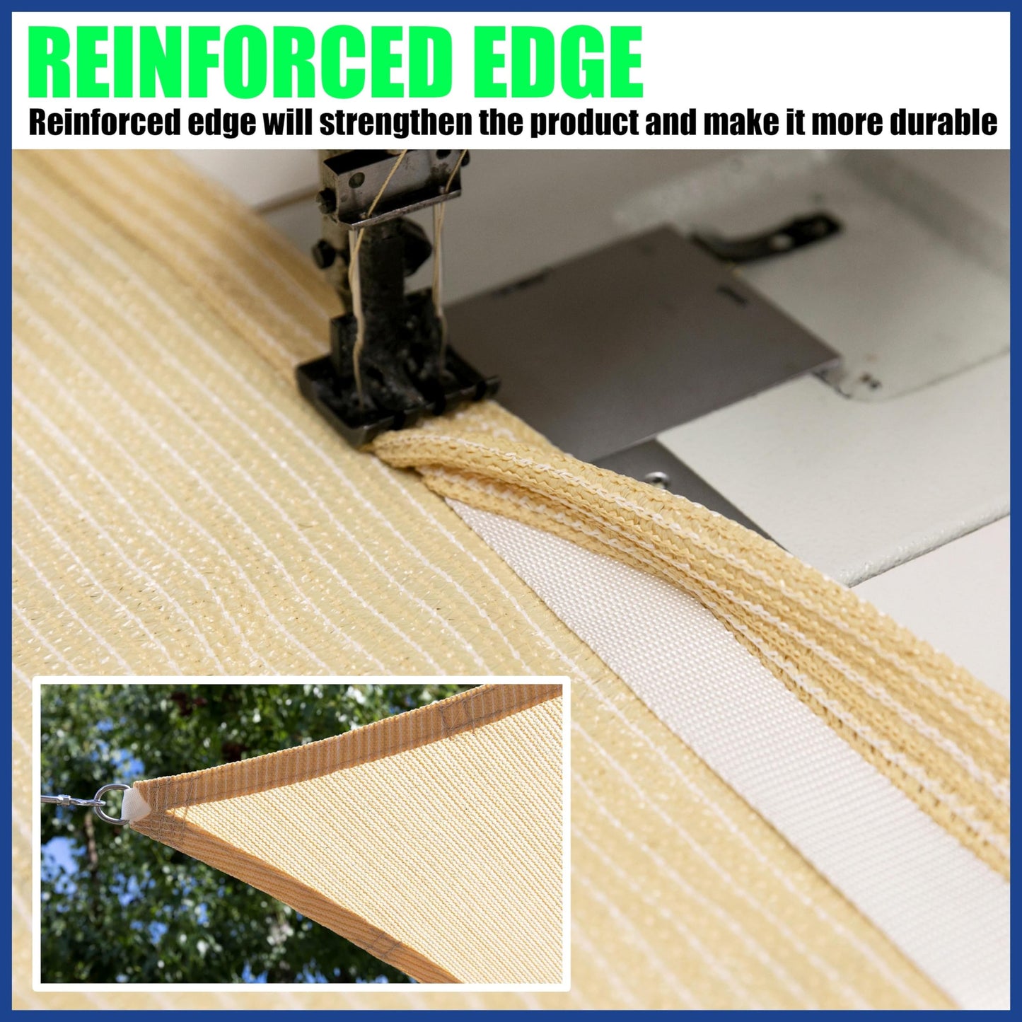 ShadeMart 10' x 10' x 14.1' Beige Triangle Sun Shade Sail Canopy SMTAPRT10, Water Permeable & UV Block, Heavy Duty, Easy Install & Durable for Patio Garden Backyard - We Make Custom Sizes
