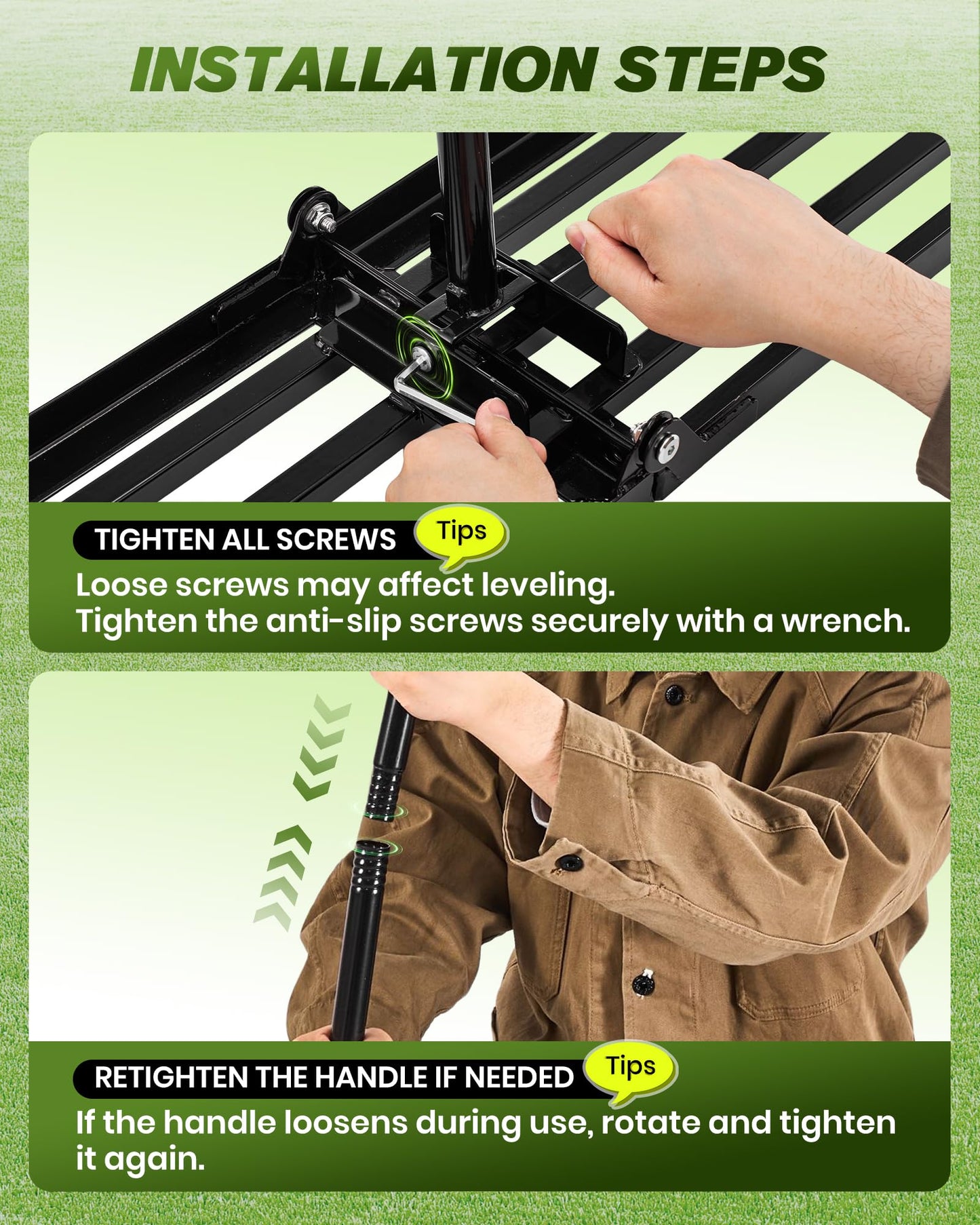 Sakerplus Lawn Leveling Rake 30 Inch, Landscaping Lawn Leveler, Heavy-Duty Yard Leveling Rake for Soil, Sand, Compost & Fertilizer, Fixed Handle Ground Leveler for Yard