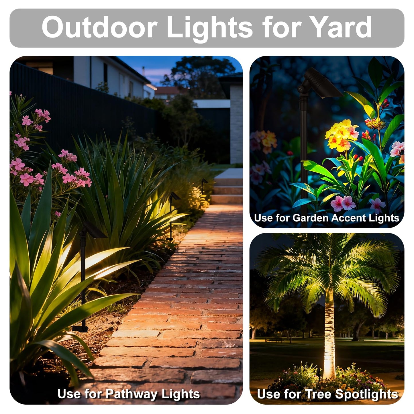 ZestPatio Mini LED Landscape Spotlights, 16'' Tall Pole, 5CCT 5W 12 Volt Wired Low Voltage Bronze Landscape Small Spot Lights for Outdoor Tree Flag House Pathway Driveway, 60° Beam Angle, 6PK
