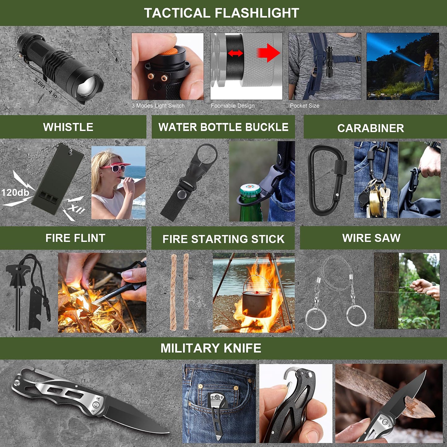 Gifts for Men Christmas Dad, Survival Kit, 150 PCS Survival Gear and Supplies Equipment with Trauma Bag, Molle Pouch Emergency Kit for Outdoor Camping, Hunting, Car, Home, Earthquake, Adventures
