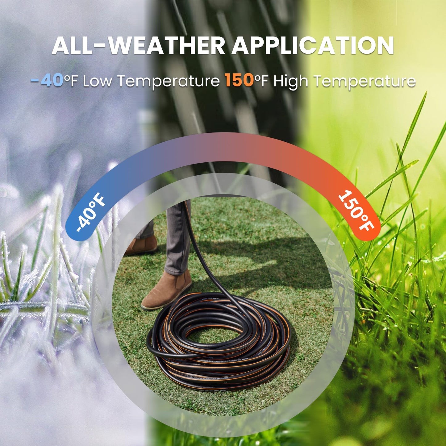 Giraffe Tools Garden Hose 25ft x 5/8'', Water Hose Heavy Duty, Flexible, Lightweight Hybrid Hose with Swivel Handle, Male to Female Fittings