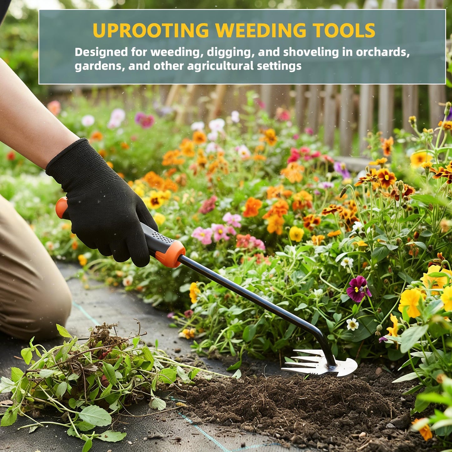 Weed Puller Tool, Upgrade Durable Garden Weeder Tools, Dual Purpose Manual Weed Removal Tool with Manganese Steel Teeth, Portable Uprooting Weeding Tool for Vegetable Gardens Backyards