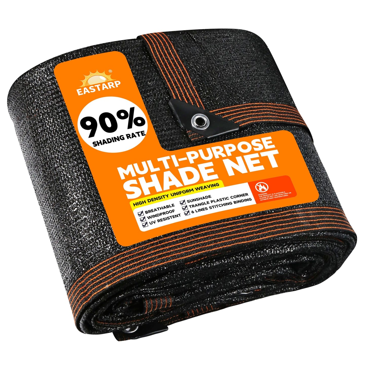 Eastarp 90% Shading Rate 20'x20' Black Shade Cloth,UV Resistant Durable Mesh Tarp with Grommets&Reinforced Edges, Shade Net Using for Plants Cover, Greenhouse, Dog Kennel, Patio, Chicken House