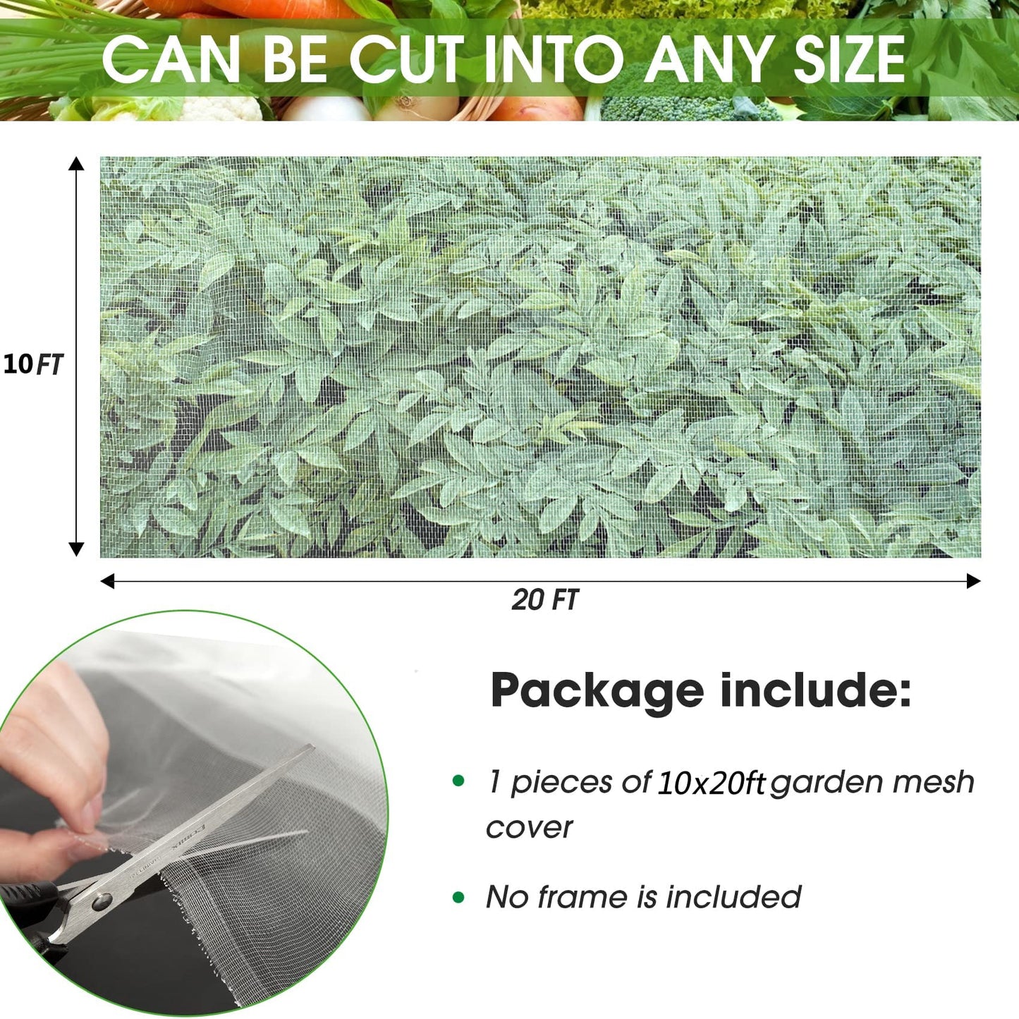 Unves 10'x20' Garden Netting, Bird Netting Mosquito Mesh for Vegetable Fruits Plant Garden Protections, Plant Covers Bug Insect Net Pest Barrier Protect Garden Plant from Birds Bugs