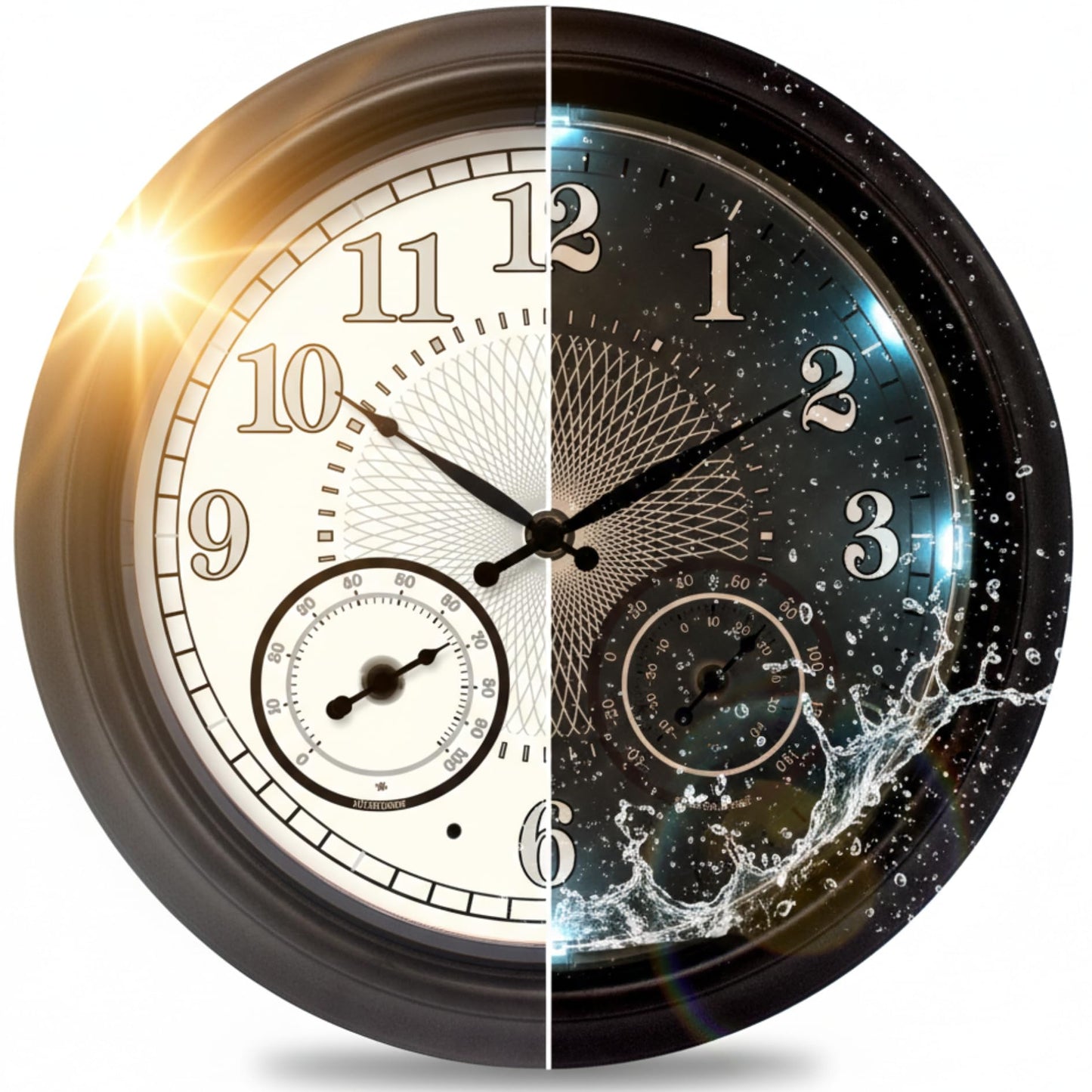 Illuminated Large Outdoor Clock - 18 inch Indoor Outdoor Night Light Wall Clock with Smart LED Sensor, Temperature and Humidity Combo - Weatherproof & Easy to Read for Pool, Patio & Home Decor
