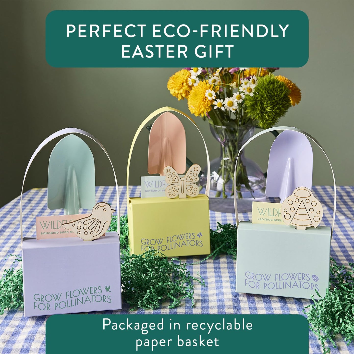 Modern Sprout Pollinator Garden Gift Set - Spring Gifts for Kids - Educational Gardening Tools for Little Gardeners - Eco-Friendly Kids Gardening Set w/Trowel, Wooden Markers & Wildflower Seeds (3-pk)