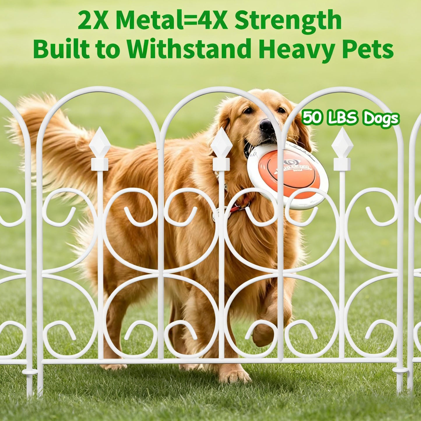 AMAGABELI 5 Panels 32in(H)×10ft(L) Decorative Garden Fences and Borders for Dogs No Dig Rustproof Metal Fence Panels Garden Edging Border Animal Barrier Fencing for Flower Beds Yard Patio Decor White