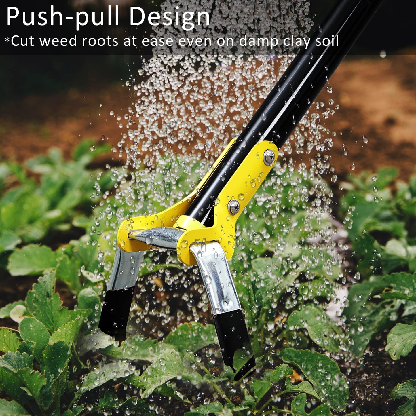 DonSail Hoe Garden Tool - Scuffle Garden Hoes for Weeding Gardening Long Handle Heavy Duty - Adjustable Weeding Loop Stirrup Hoe 30-70 Inch Black