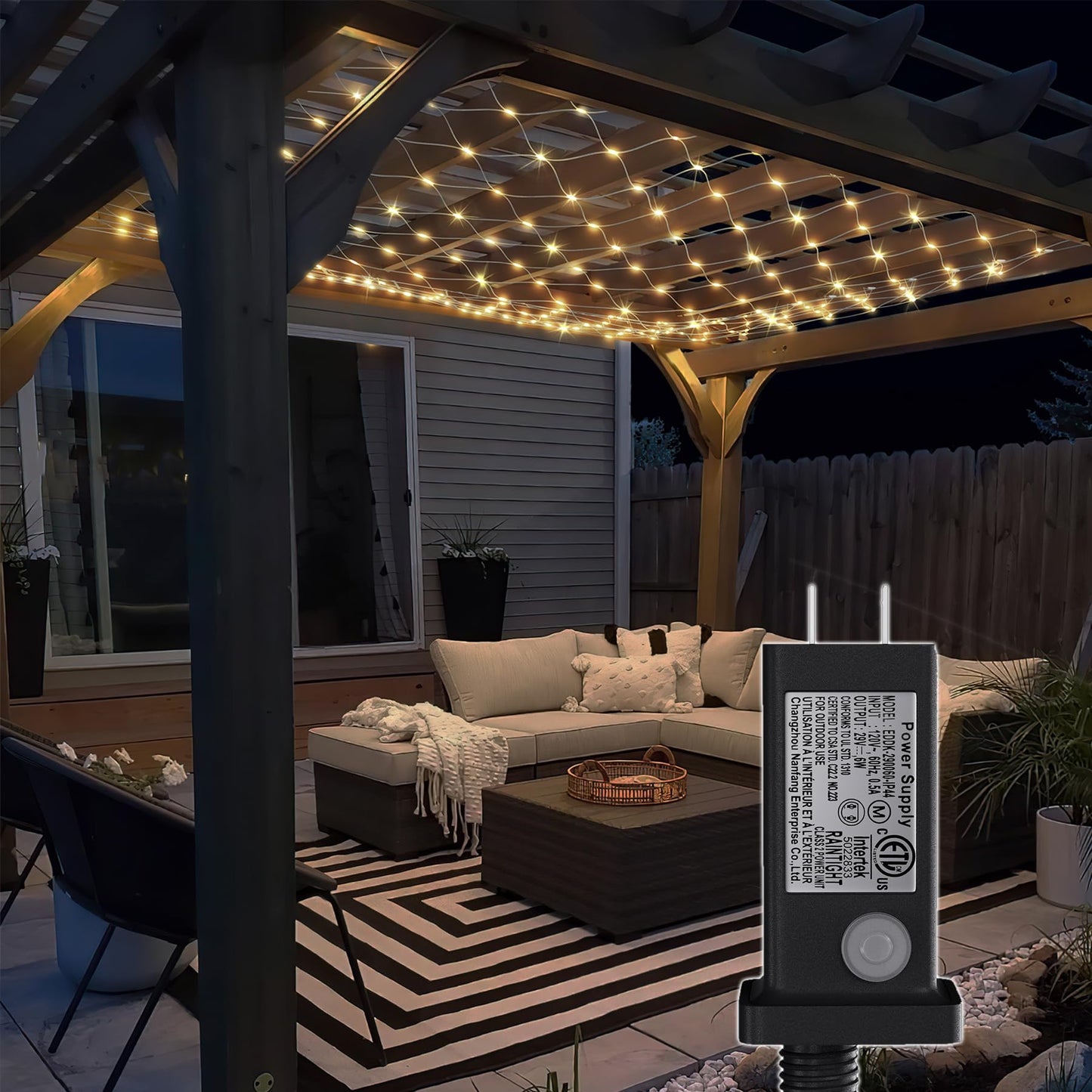 Eueasy Outdoor 360 LED Gazebo Net Lights, 10×10 FT Connectable Fairy Lights with 8 Modes, for Bushes, Garden, Backyard, Holiday, Christmas