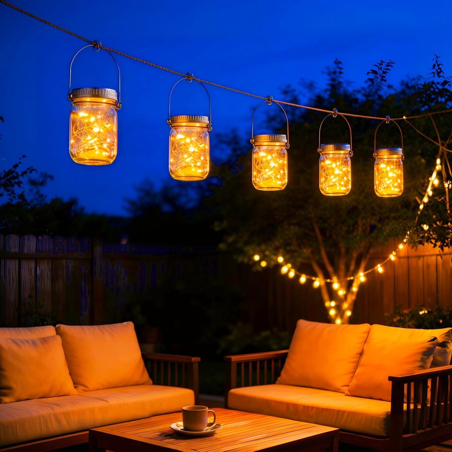Cooo 12 Pack Upgraded Solar Mason Jar Lid with 30 LED Firefly Light – 215% Larger Solar Panel, Waterproof Anti-Rust Cover, Fits Standard Mouth (Included Hanger Not Included Jar), for Patio Garden