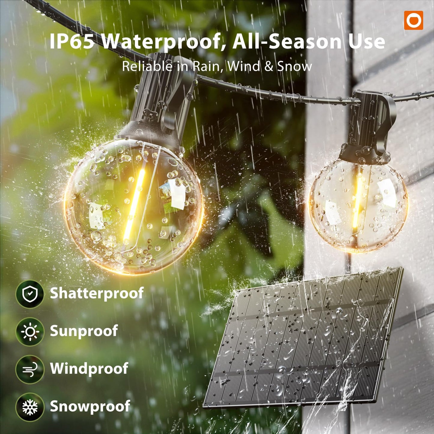 addlon 100FT Solar String Lights Outdoor with Remote, 54 LED Shatterproof Bulbs, USB Charging, 20+ Hour Runtime, Dimmable & Timable, G40 Waterproof Solar Lights for Outside Backyard Patio Garden Decor