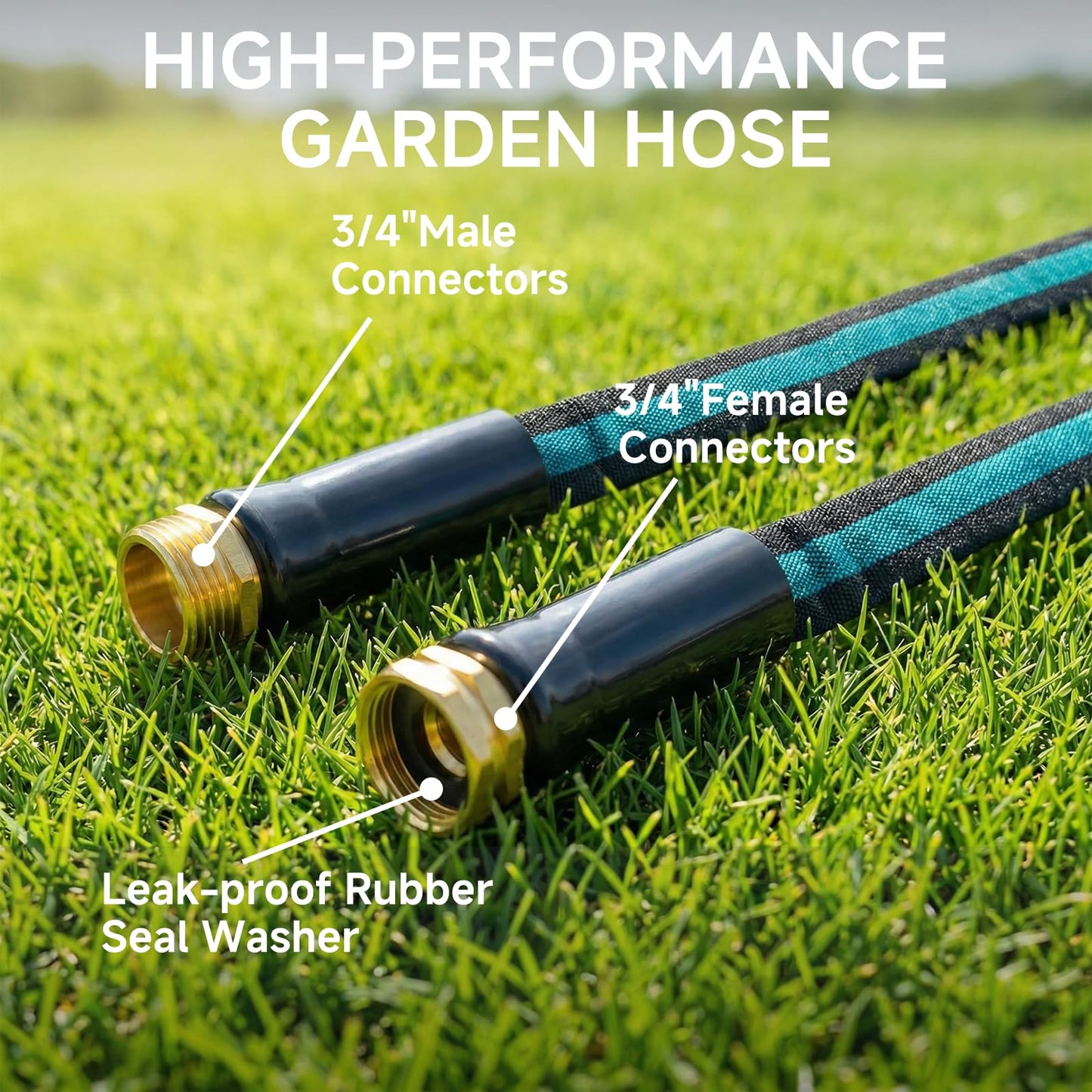 50FT Lightweight Garden Hose – Kink-Resistant, Flexible, High-Pressure Hose for Outdoor Watering, Lawn Care, Garden, and Car Cleaning