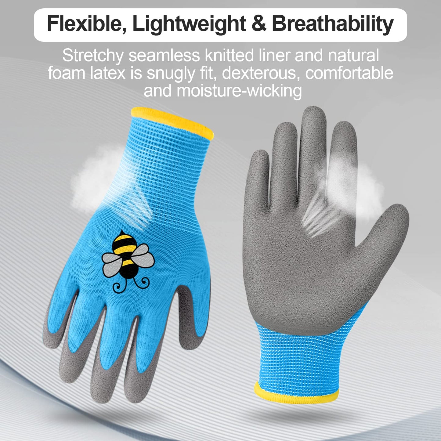 Yumoin 18 Pairs Kids Gardening Gloves Children Garden Glove Foam Rubber Coated Yard Work Gloves for Kids Toddlers Youth Boys Girls (Medium (Age 6-8))