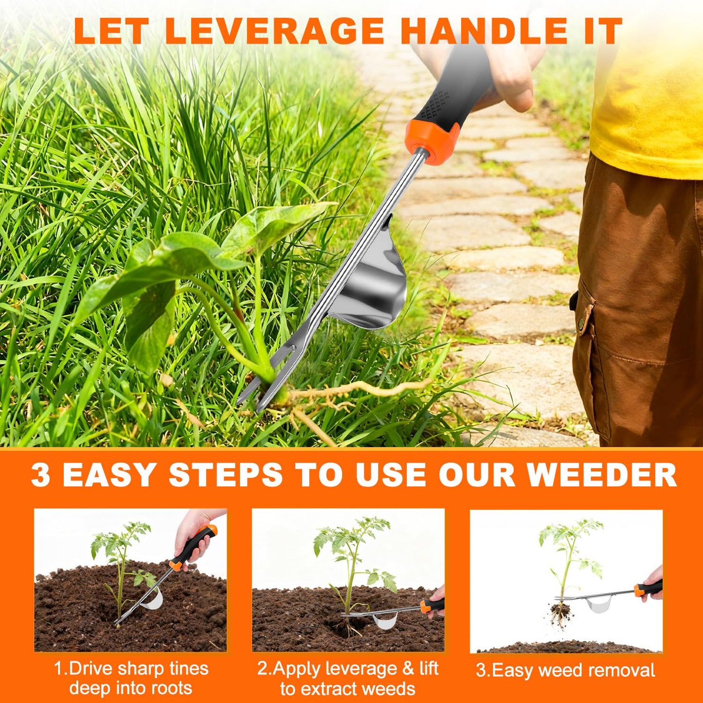 2025 Weed Puller Tool, 4 Pack New Garden Stainless Steel Weeder Tool Hand Weeder Tool,Multi-Purpose Weed Remover Tool Weeding Tools for Gardening