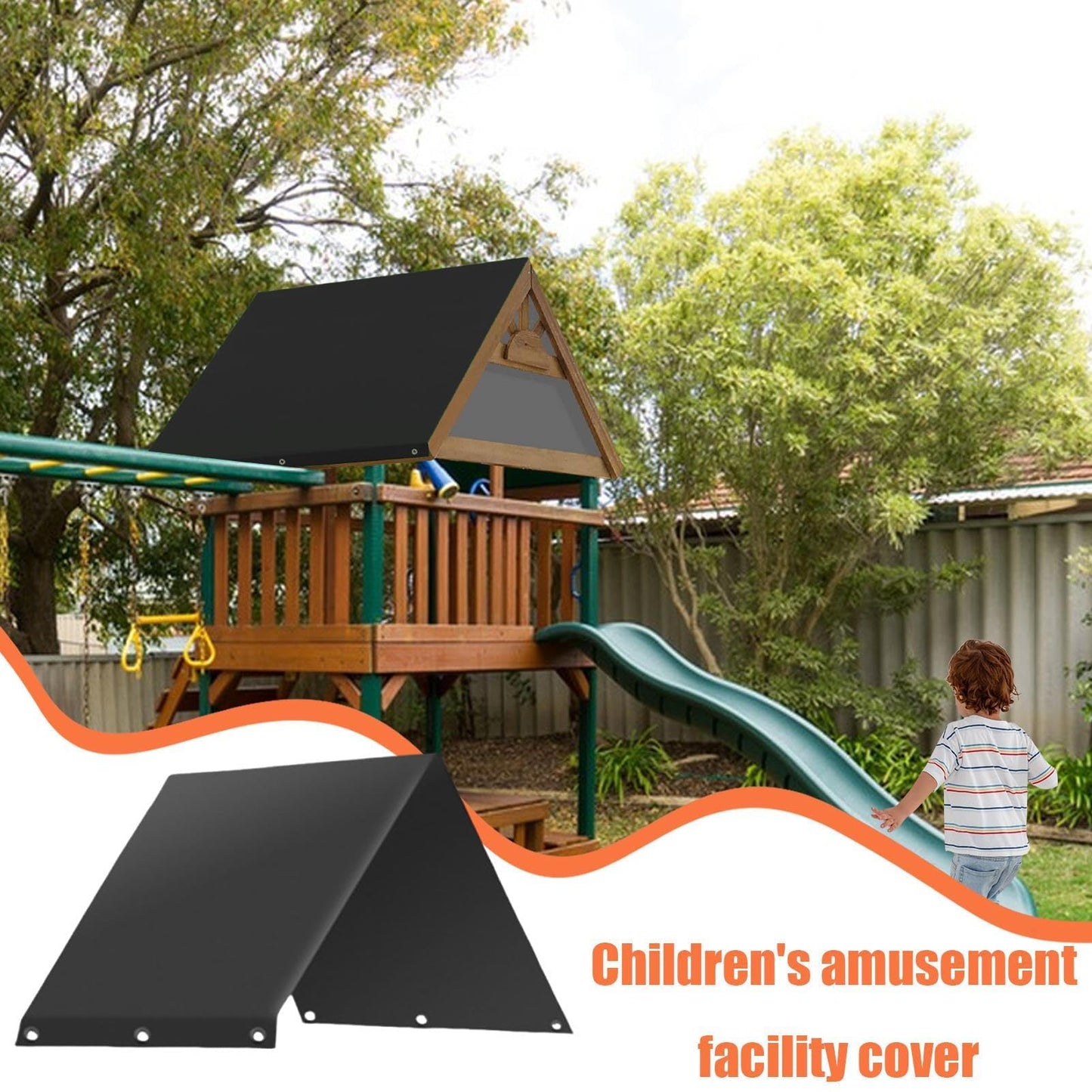 52"x 90" Swing Set Replacement Tarp, Oxford Cloth Cover for Outdoor Sunproof, Playground Replacement Canopy, Playground Accessories for Outdoor, Backyard Playground, Black