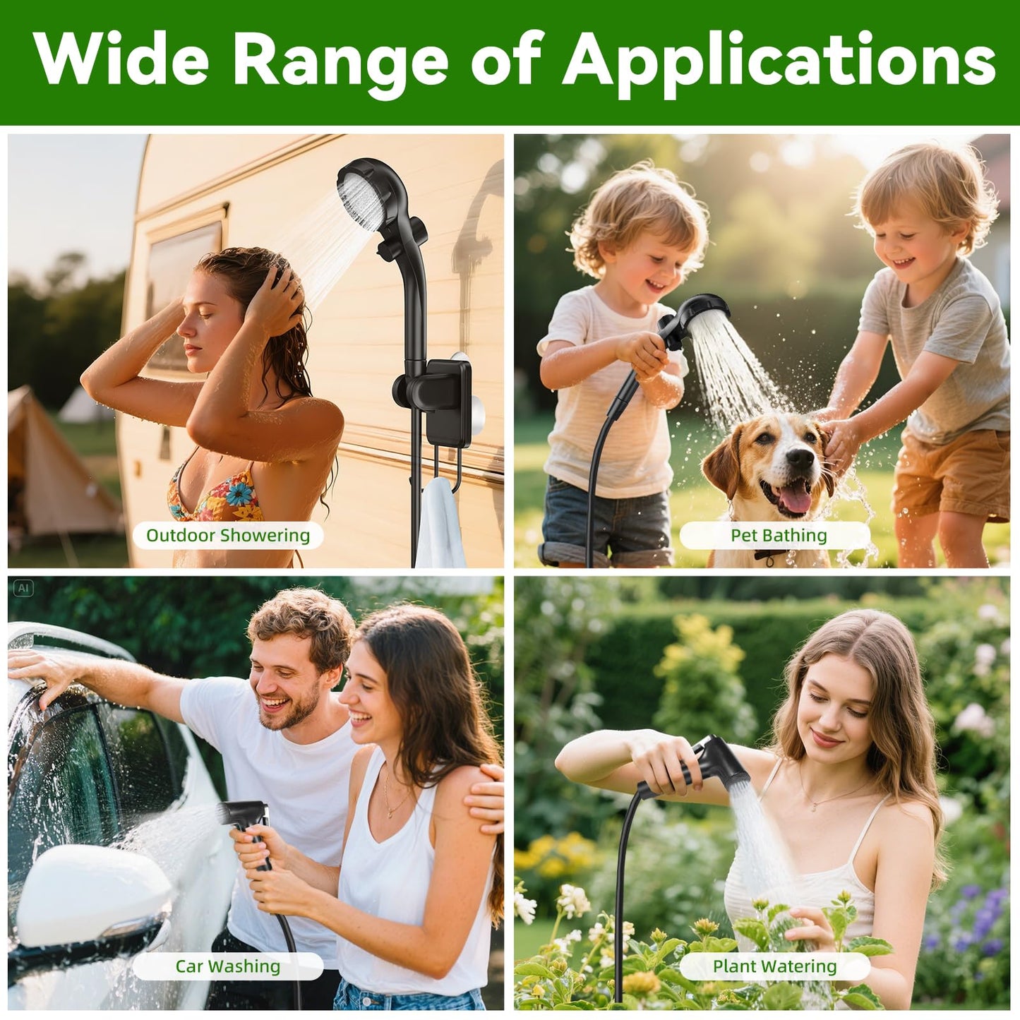 InkTrail Portable Camping Shower with Heater, Long-Lasting 6000mAh Rechargeable Camping Shower with Sprayer Head,4 Spray Modes,IPX7 Waterproof Outdoor Camp Pump for Hiking, Travel, Car, Pet