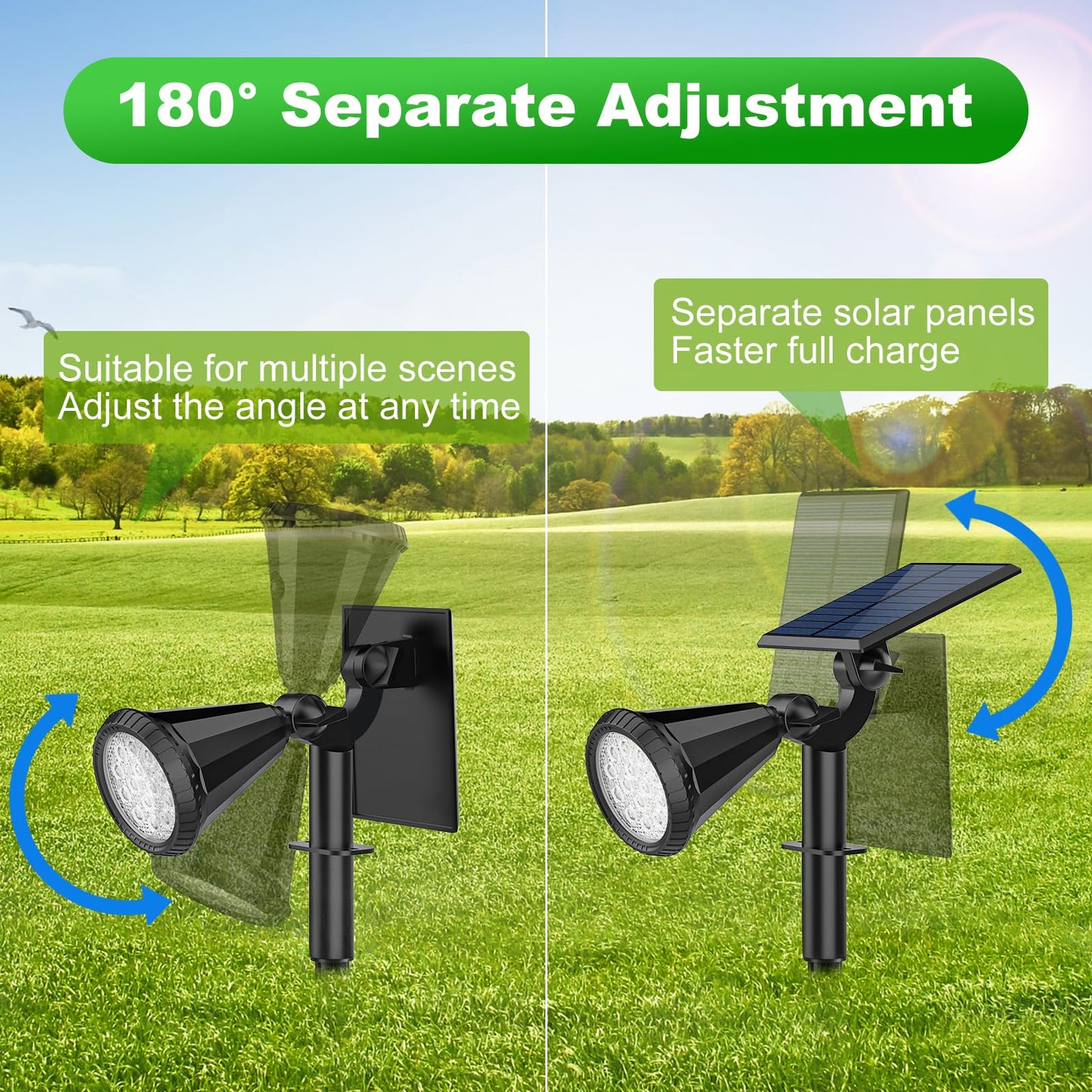 Tadyreal Solar Lights Outdoor Waterproof IP65 180° Adjustable Solar Powered Landscape Spot Lights for Yard 4 Lighting Modes Spotlights for Pathway Garden Outside Wall Pool Porch (8 Pack, Cool White)