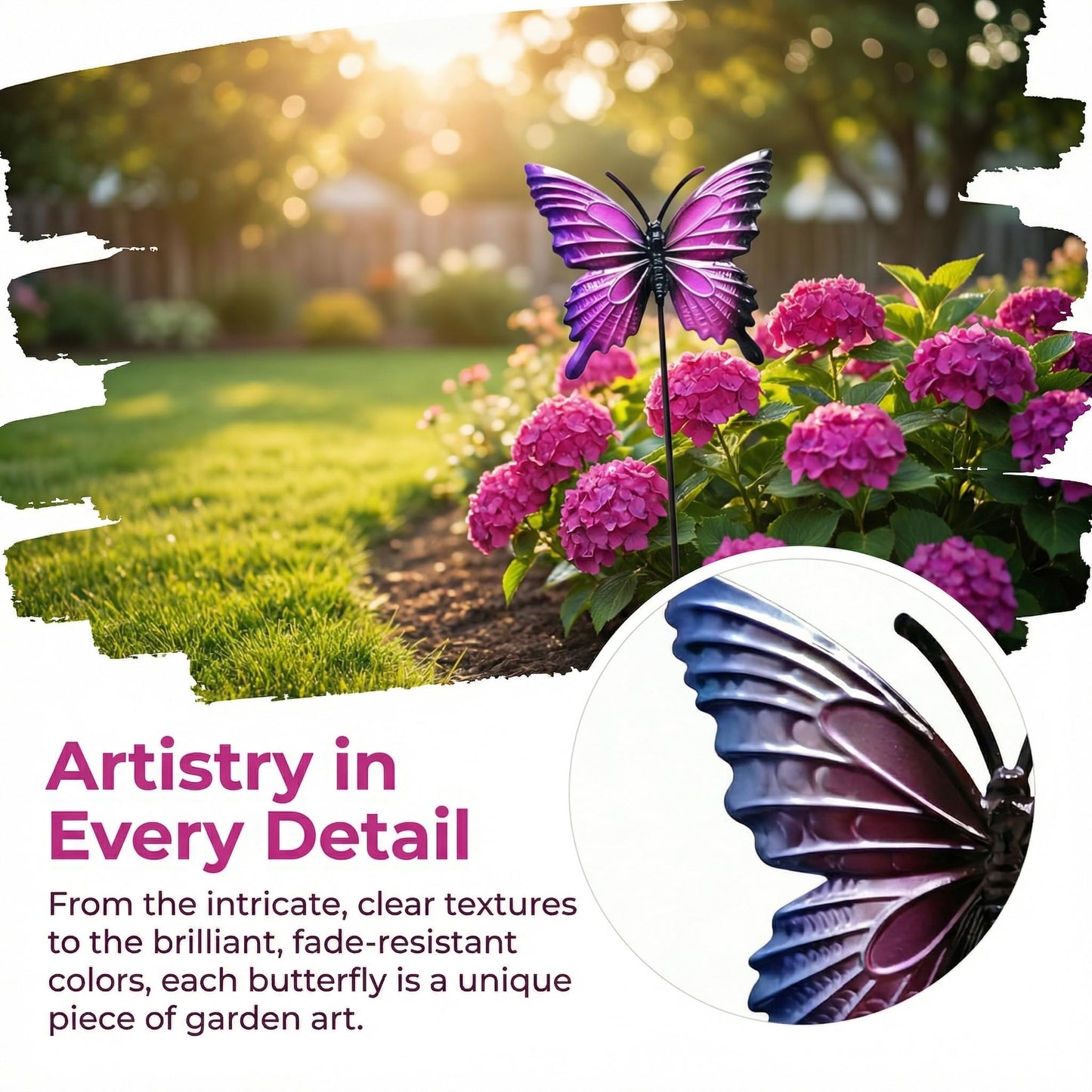 Plsvevax Outdoor Garden Decor Metal Butterfly Stakes 4pack ，Spring Summer Metal Courtyard Art for Lawn Terrace Paths