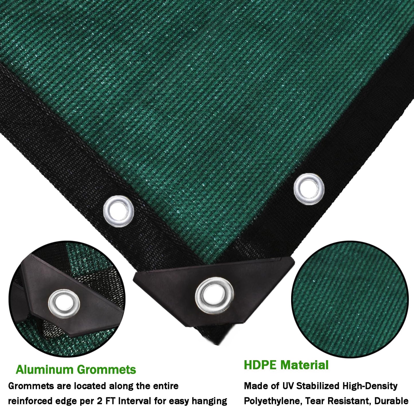 90% Green Colored Shade Cloth 6 ft X 10 ft, Heavy Duty HDPE Mesh Sun Shade Tarp with Grommets for Garden Greenhouse Pergola Patio Plant Kennel UV Protection