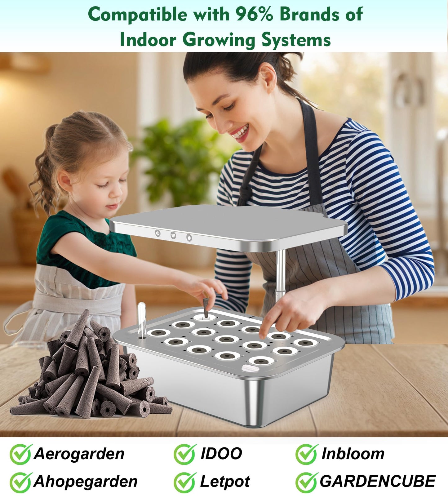 Aooccder Seed Starter Grow Sponges for Aerogarden, PH-Balanced Refill-Seed Pods Replacements for Indoor Hydroponic System, 50 Pack, Brown