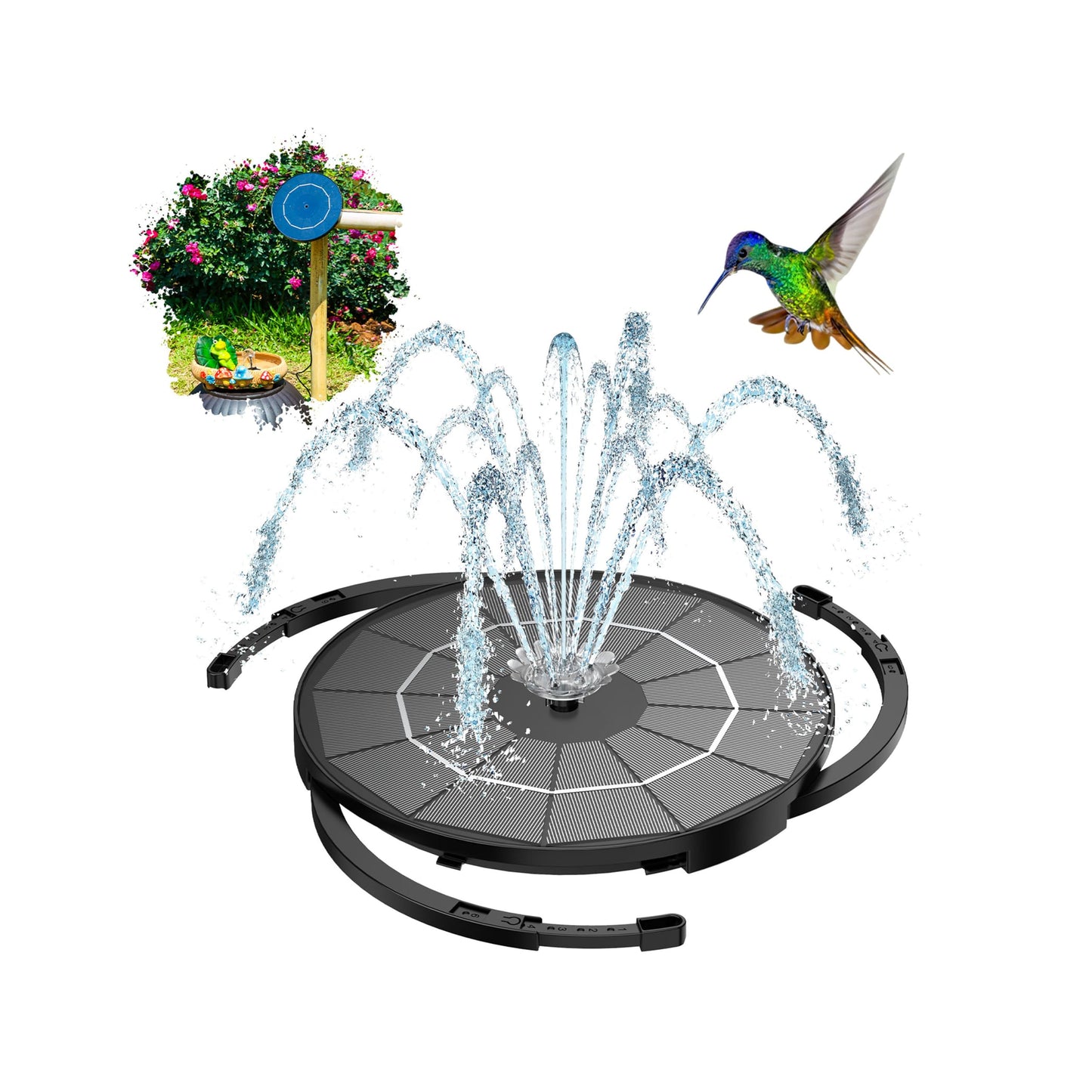 AISITIN 3.5W Solar Fountain Pump Upgraded 2026, DIY Solar Bird Bath Fountain Kit & Built-in 1200mAh Battery & Windmill 9 Nozzles & 3 Fixed Bracket for Bird Bath, Garden, Pond, Courtyard and Outdoor
